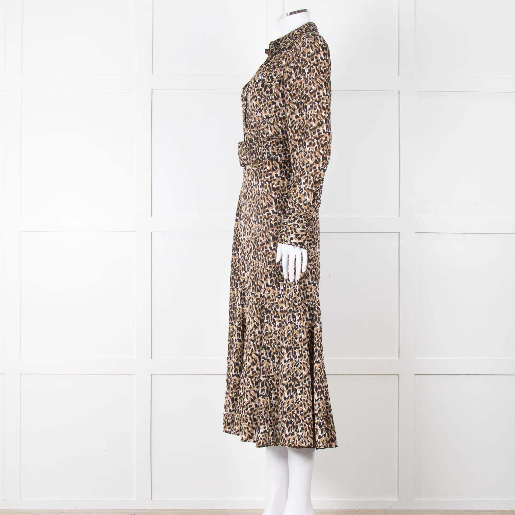 Equipment Satin Animal Print Shirt Dress with Belt - Image 7