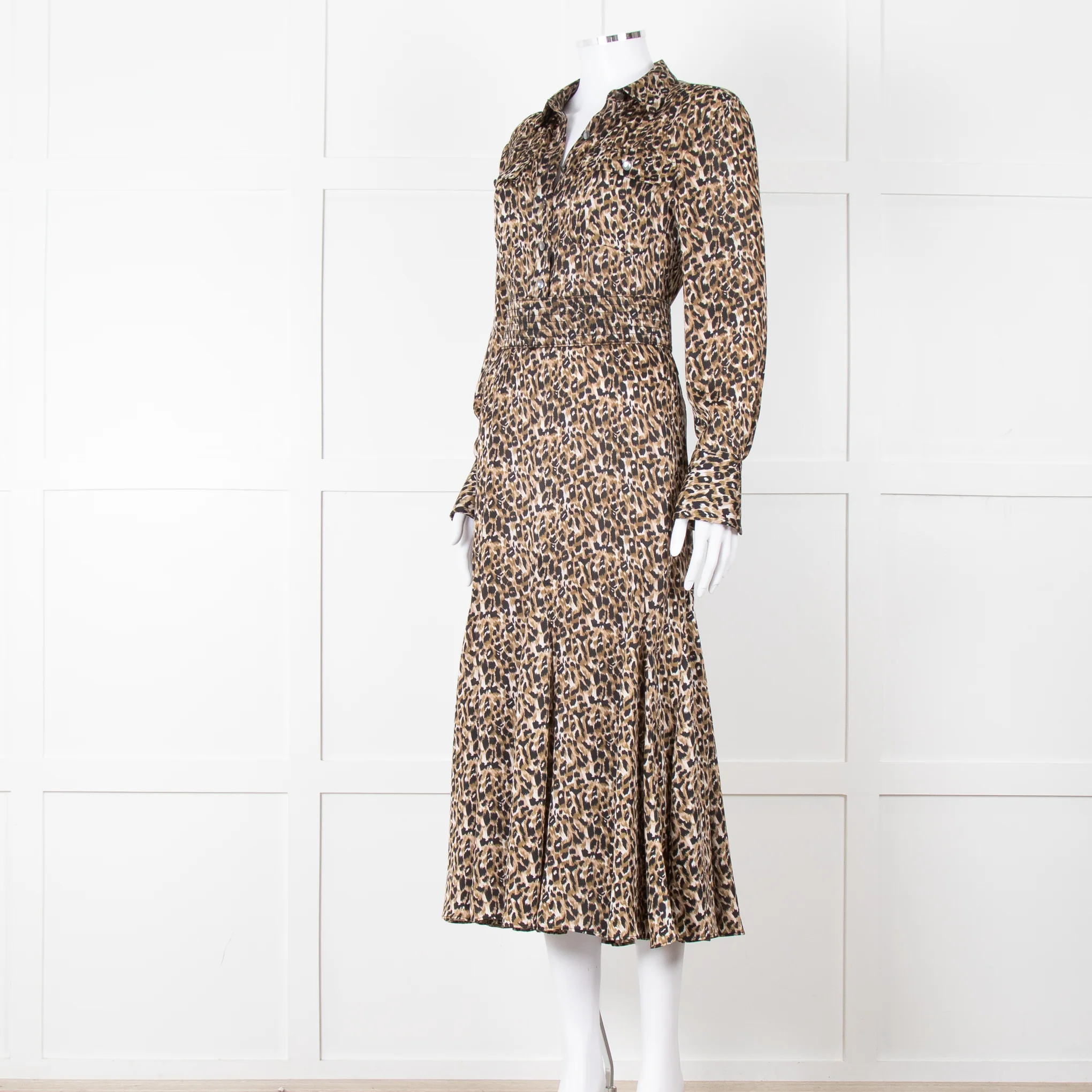 Equipment Satin Animal Print Shirt Dress with Belt - Image 8