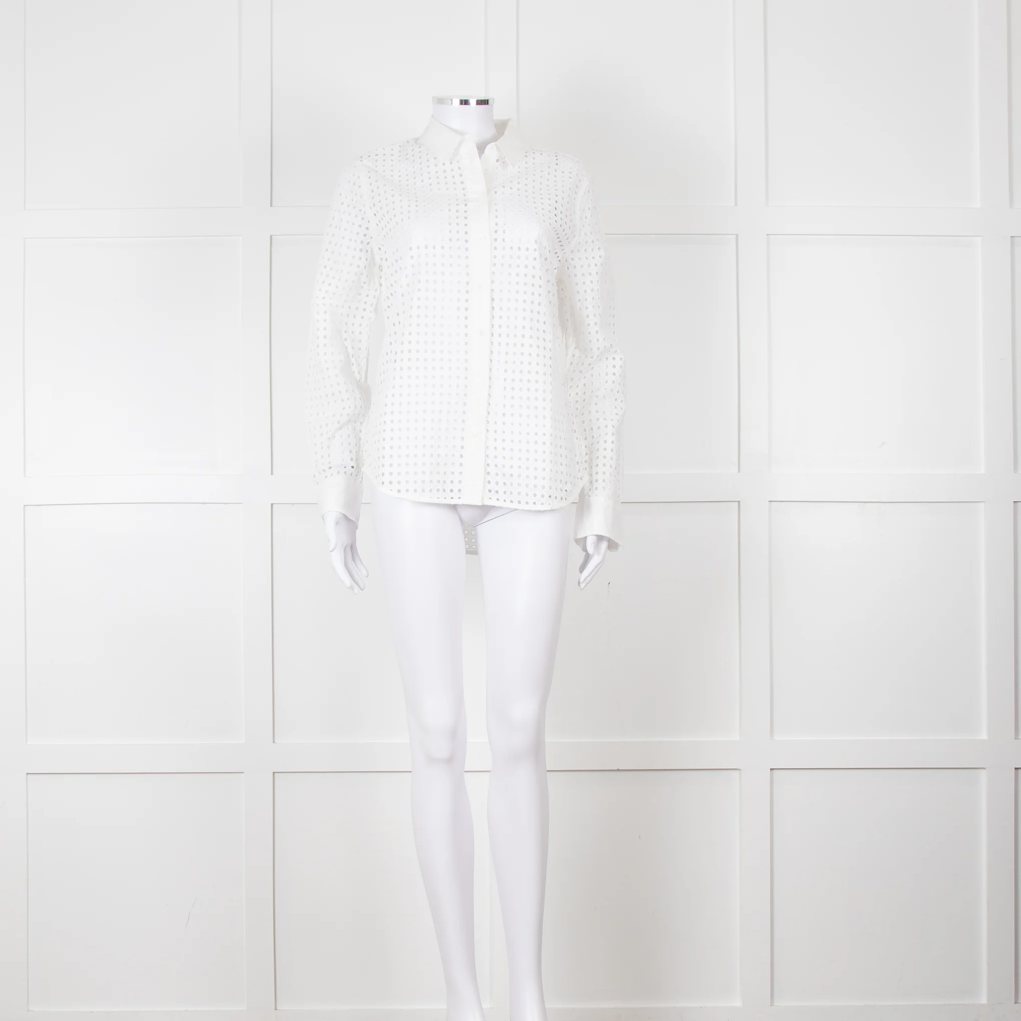 Equipment White Perforated Collared Shirt