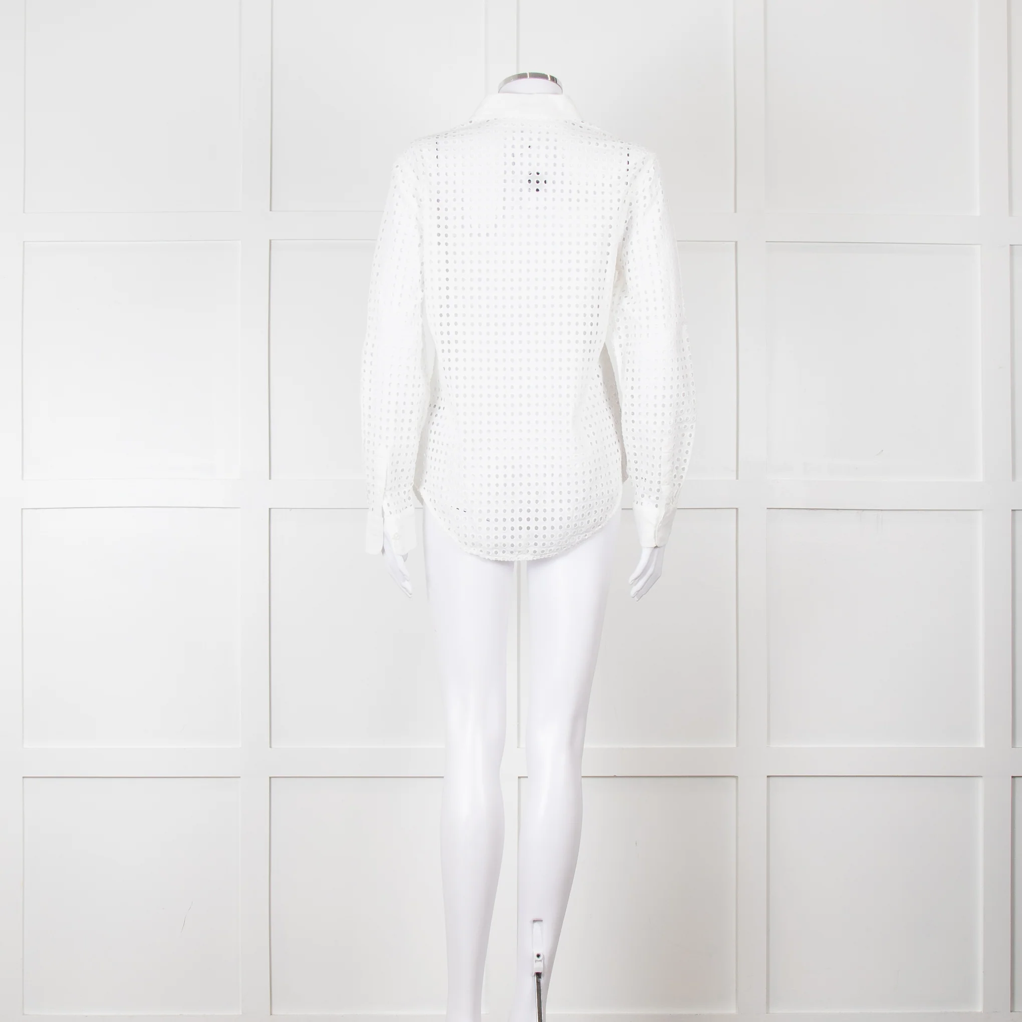Equipment White Perforated Collared Shirt - Image 5