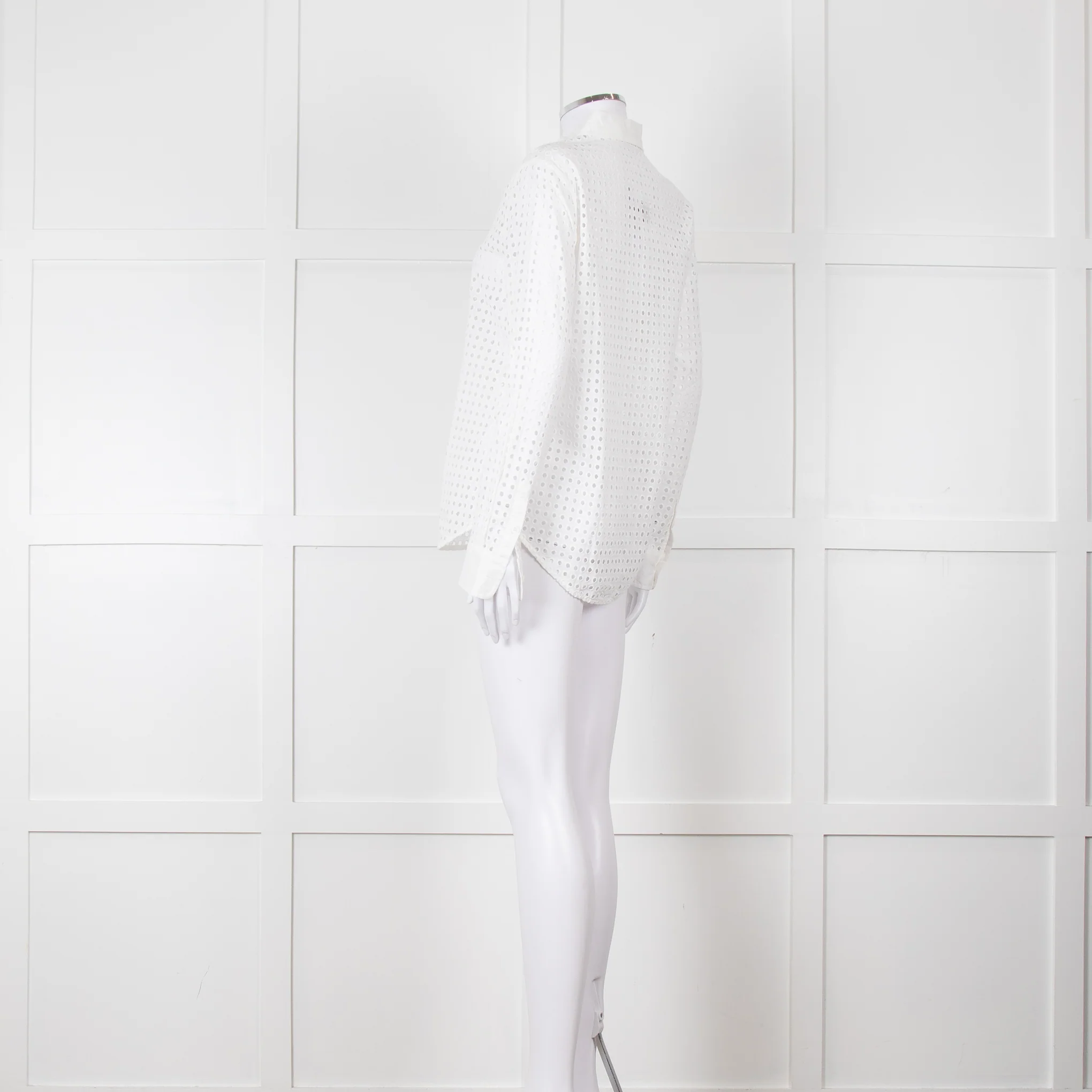 Equipment White Perforated Collared Shirt - Image 6