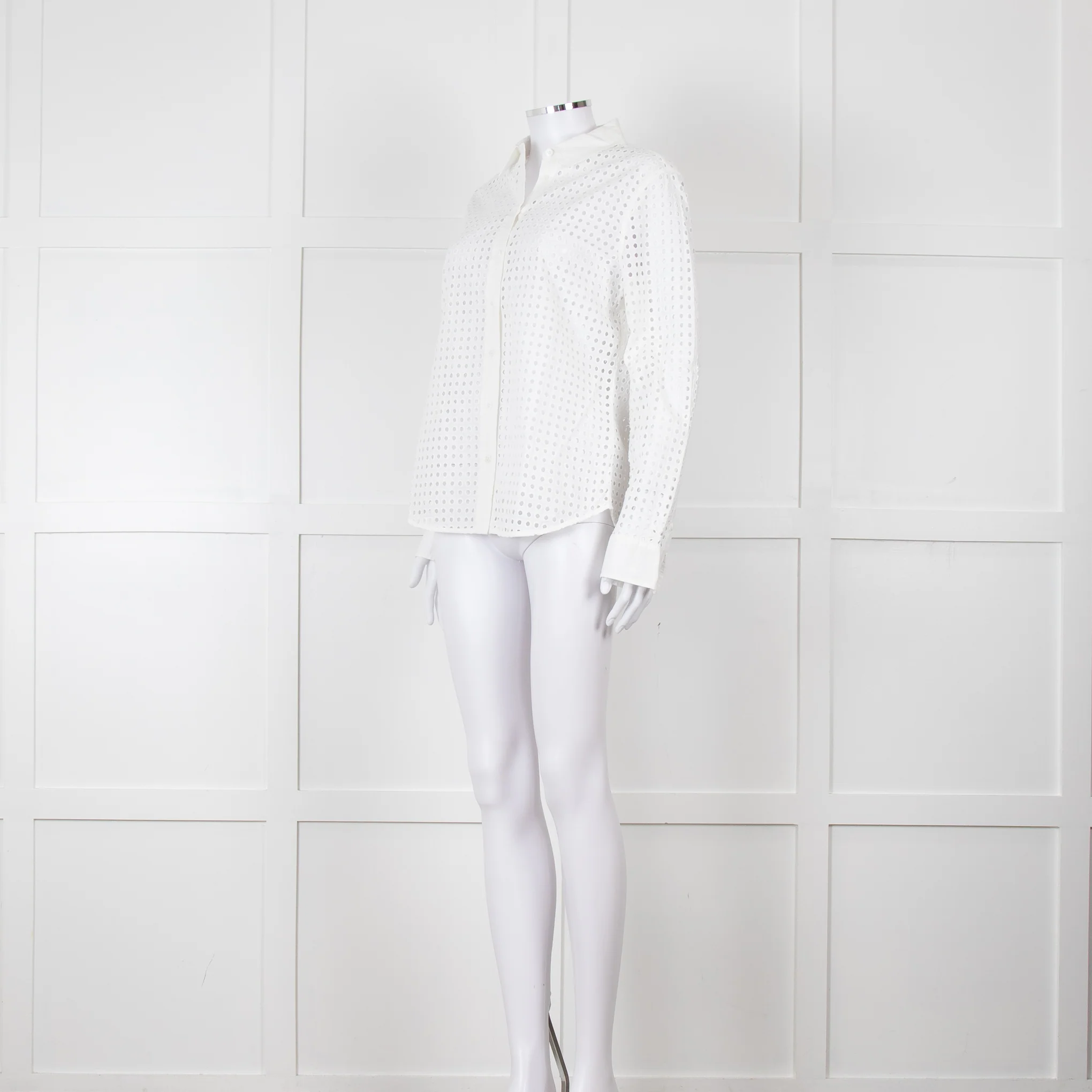 Equipment White Perforated Collared Shirt - Image 8
