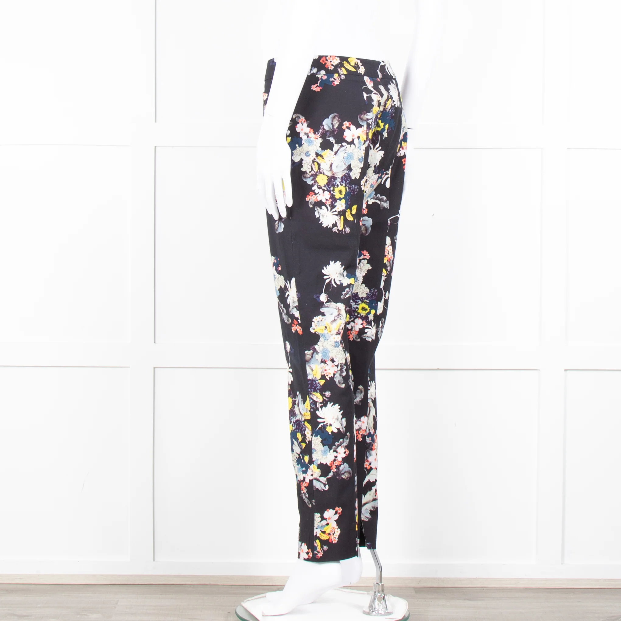 Erdem Dark Navy Cream Pink Yellow Floral Multi Print Trousers - Image 6