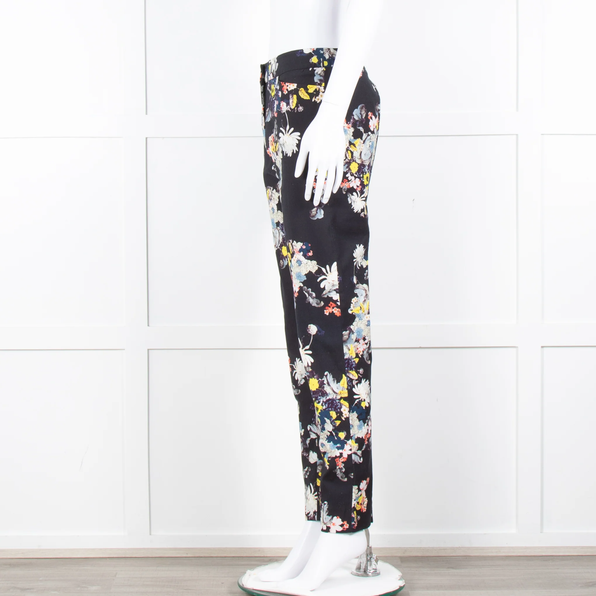 Erdem Dark Navy Cream Pink Yellow Floral Multi Print Trousers - Image 7