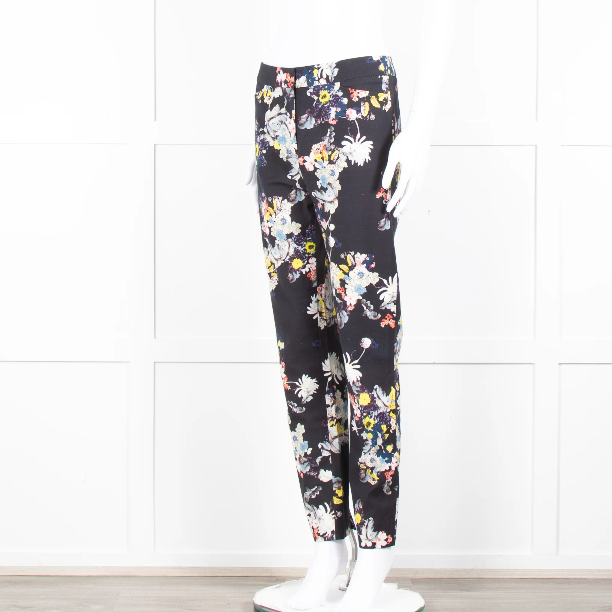 Erdem Dark Navy Cream Pink Yellow Floral Multi Print Trousers - Image 8