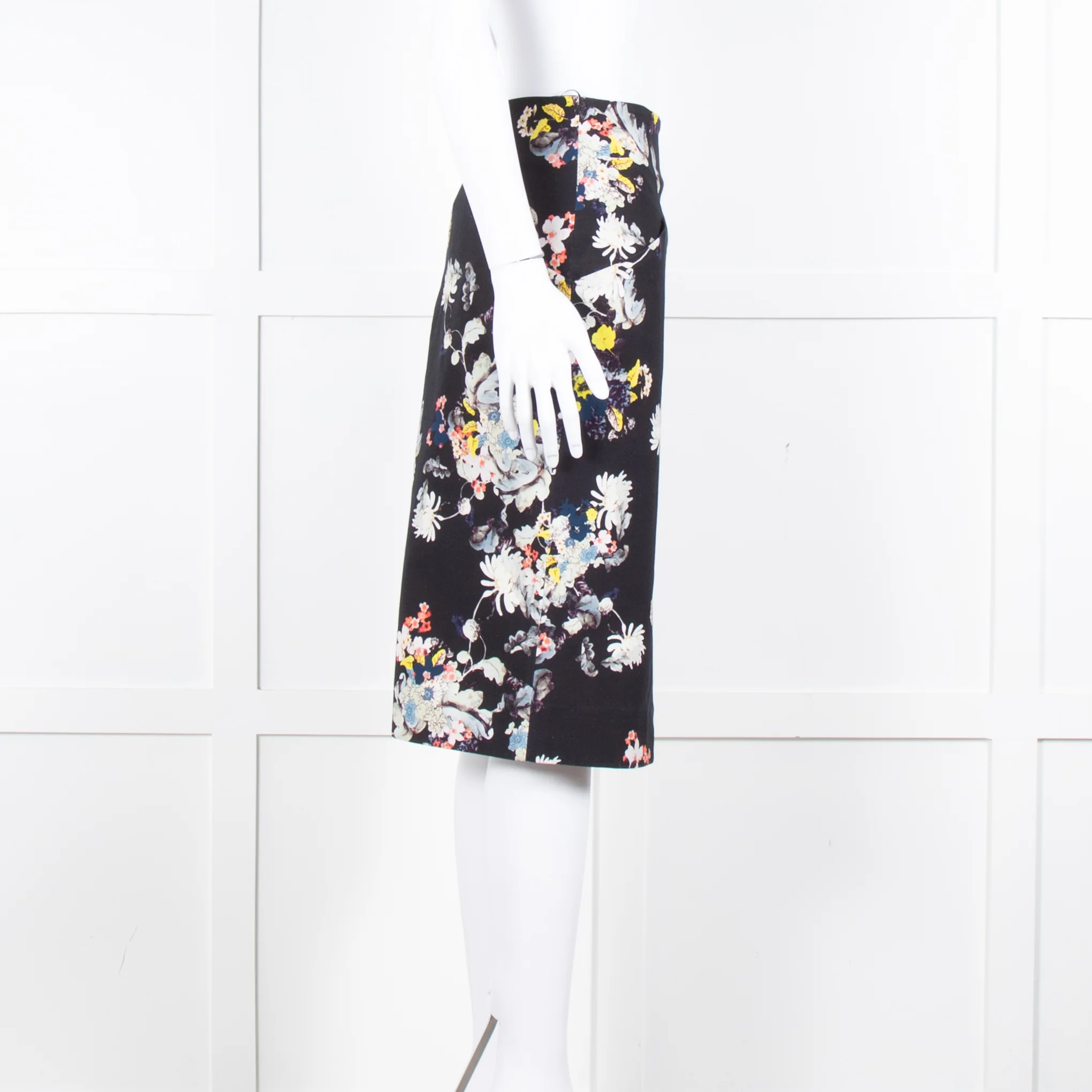 Erdem Navy Blue Floral Cotton Pencil Skirt - Image 4
