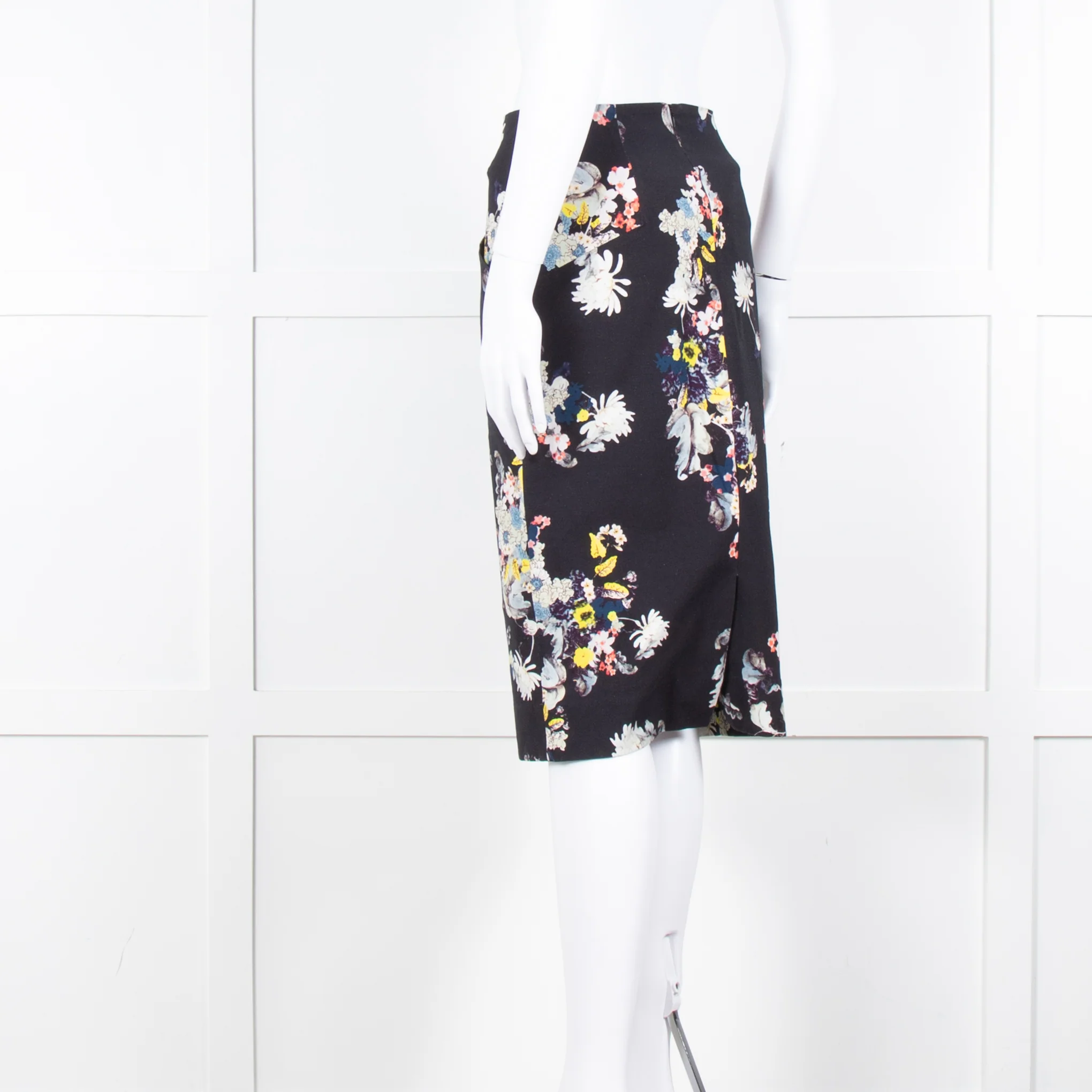 Erdem Navy Blue Floral Cotton Pencil Skirt - Image 7