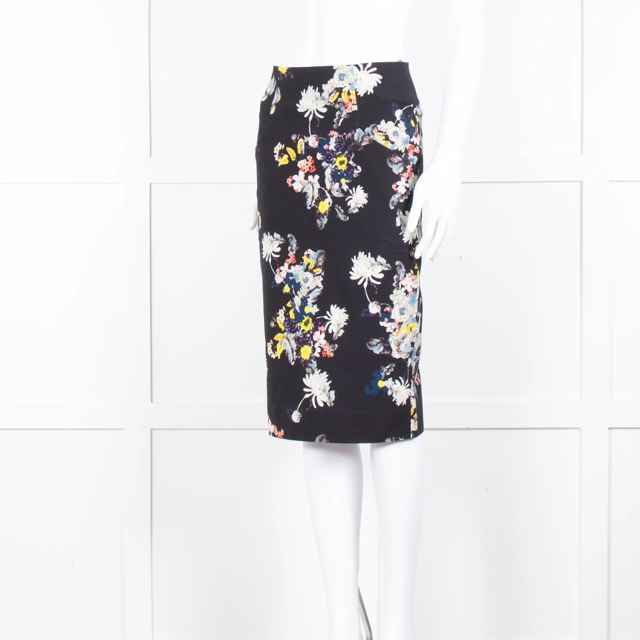 Erdem Navy Blue Floral Cotton Pencil Skirt - Image 9