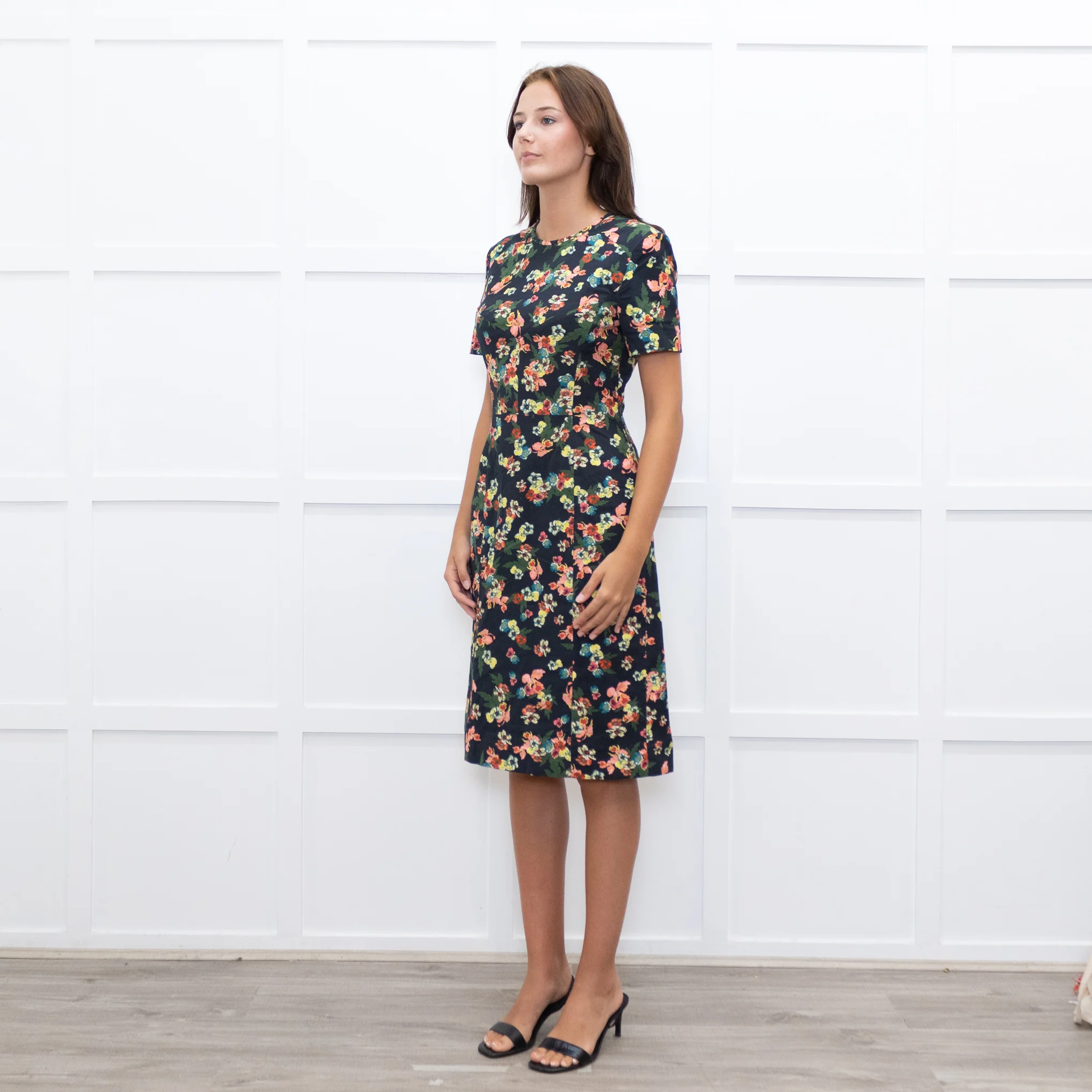 Erdem Navy Pink Red Yellow Blue Floral Cotton Blend Dress - Image 3