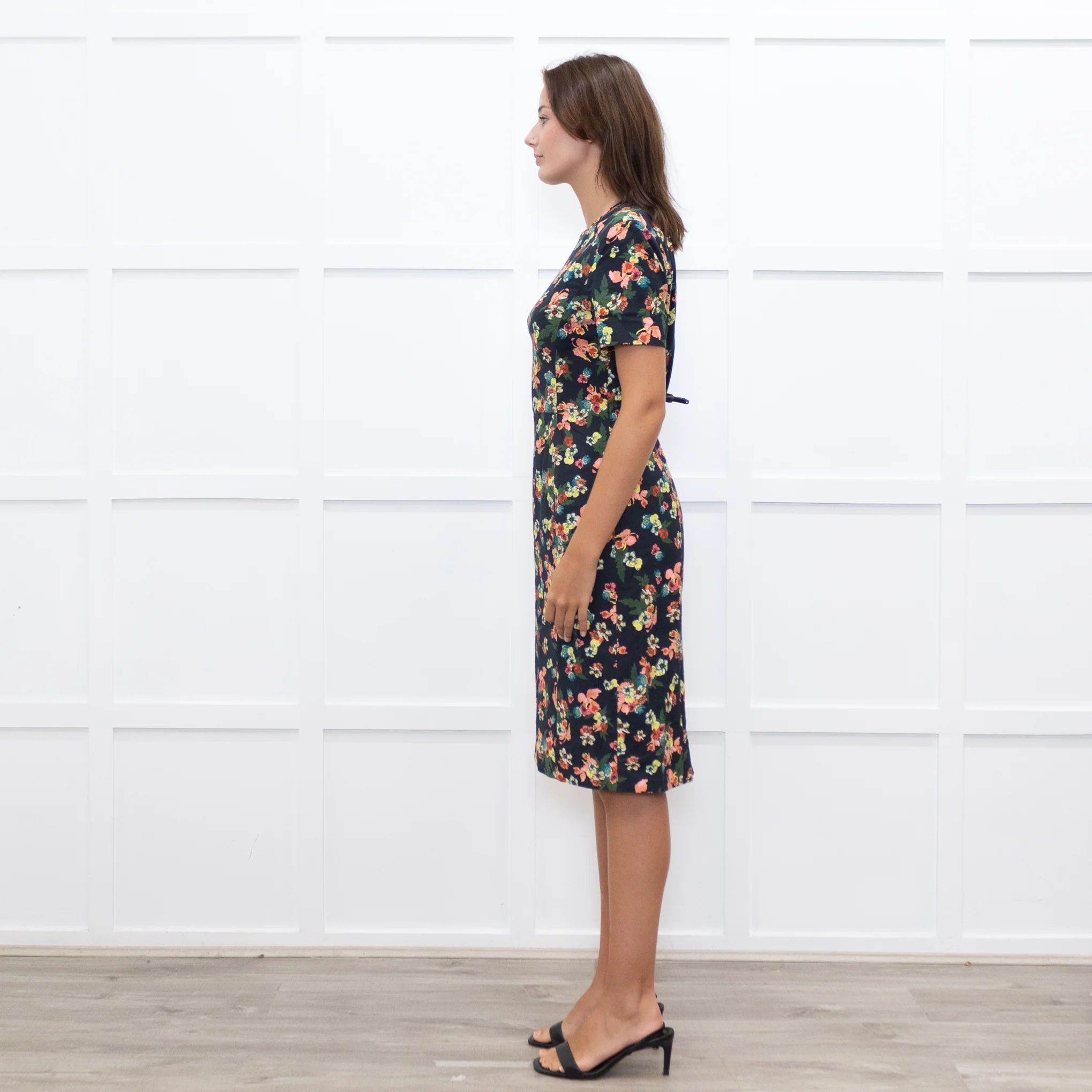 Erdem Navy Pink Red Yellow Blue Floral Cotton Blend Dress - Image 4