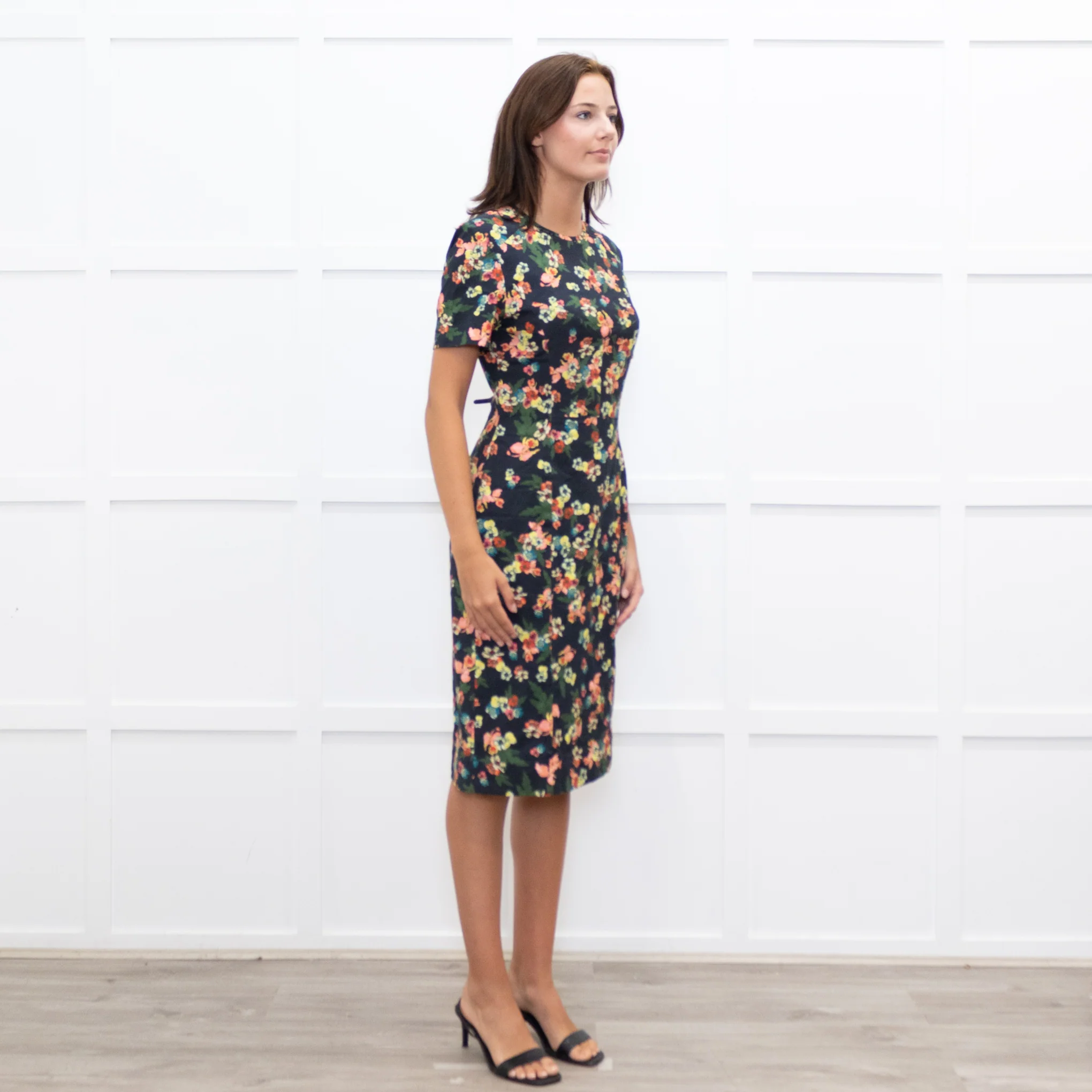 Erdem Navy Pink Red Yellow Blue Floral Cotton Blend Dress - Image 5