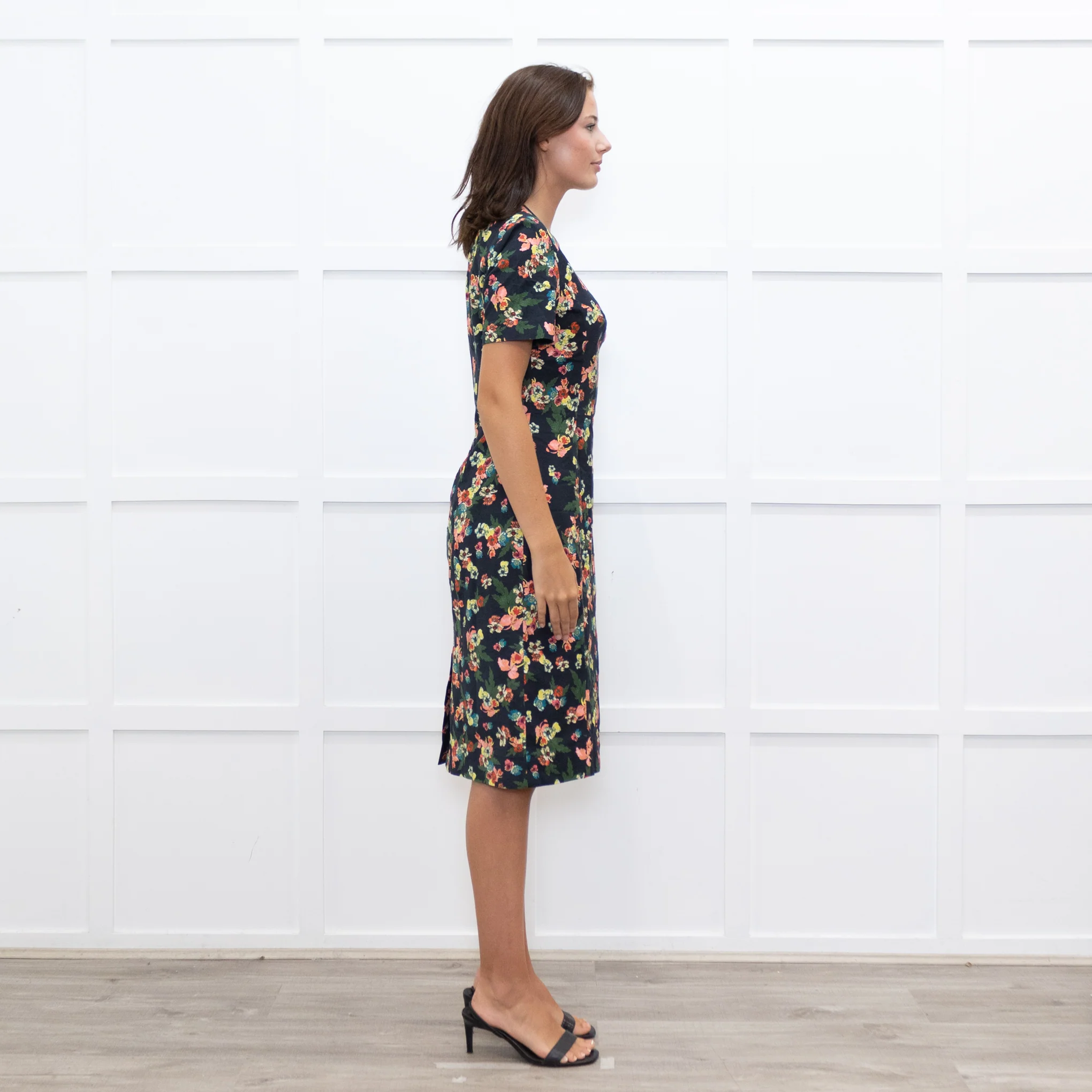 Erdem Navy Pink Red Yellow Blue Floral Cotton Blend Dress - Image 6