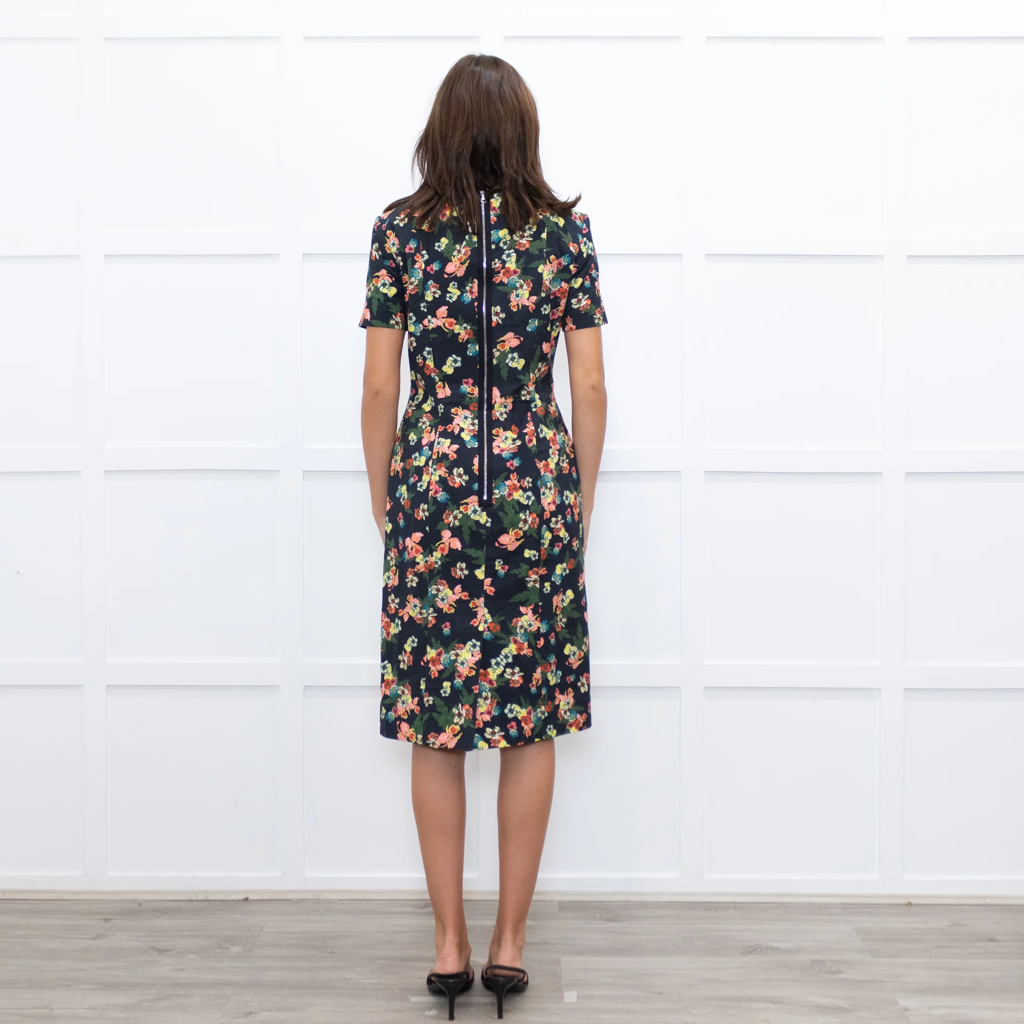 Erdem Navy Pink Red Yellow Blue Floral Cotton Blend Dress - Image 7