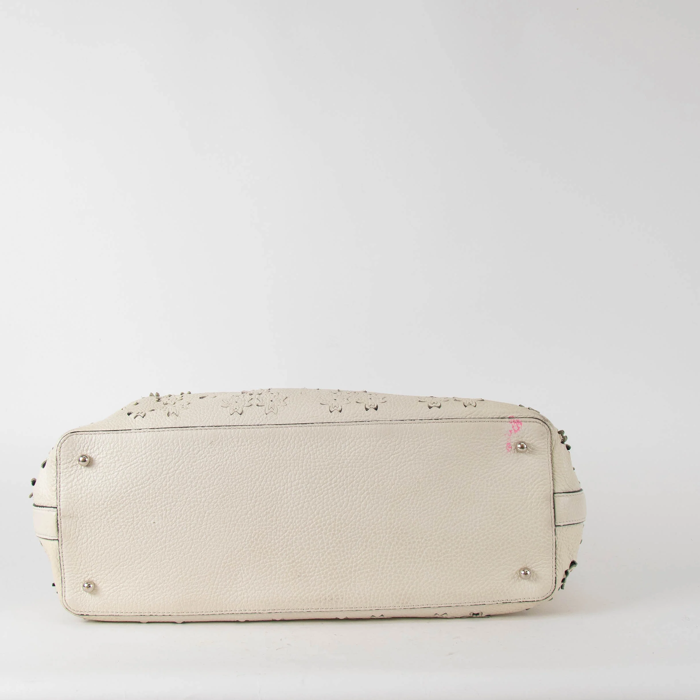 Ermanno Scervinno Off White Lazer Cut Leather Tote Bag - Image 6