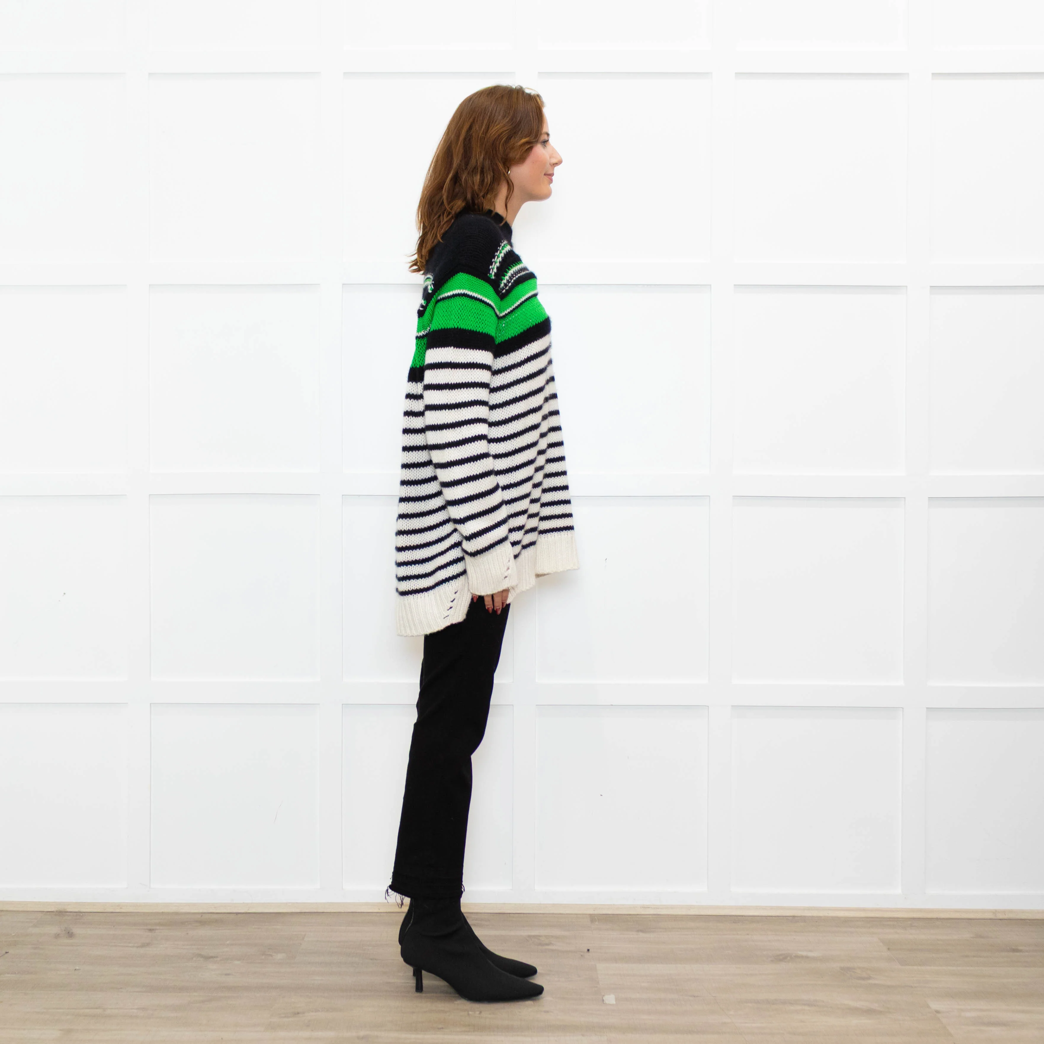Ermanno Scervino Cream Black Green Striped Cashmere Blend Sweater - Image 6