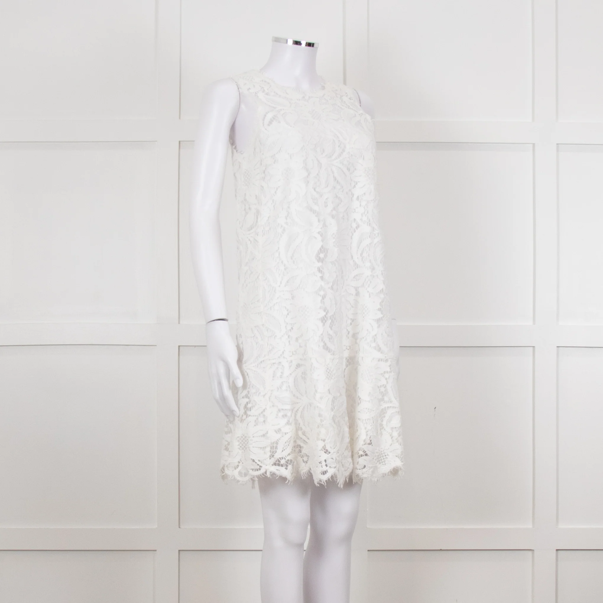 Ermanno Scervino White Lace Sleeveless Dress - Image 8