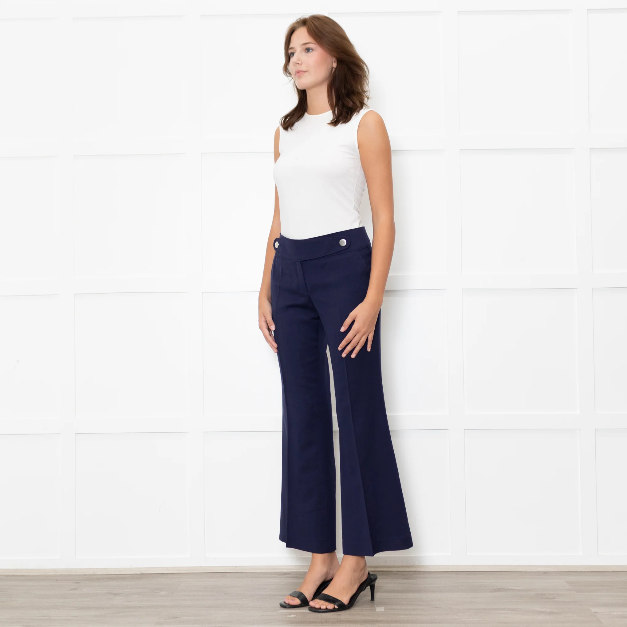 Escada Blue Flared Leg Trousers - Image 3