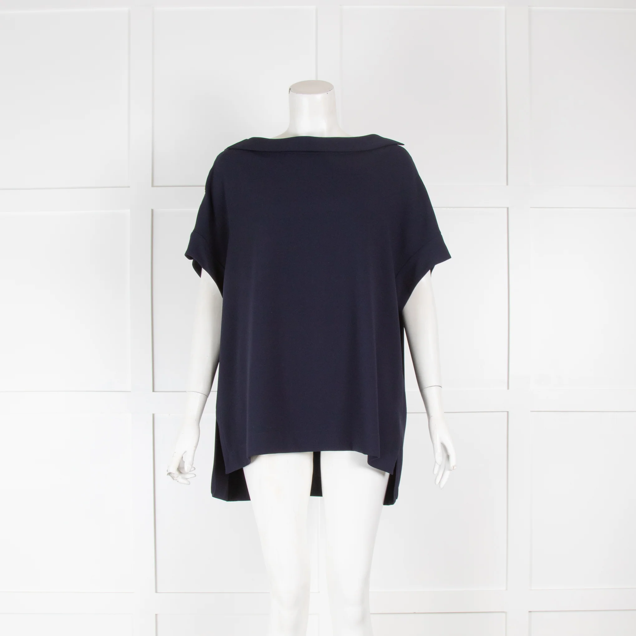 Escada Navy Top with Gold Buttons