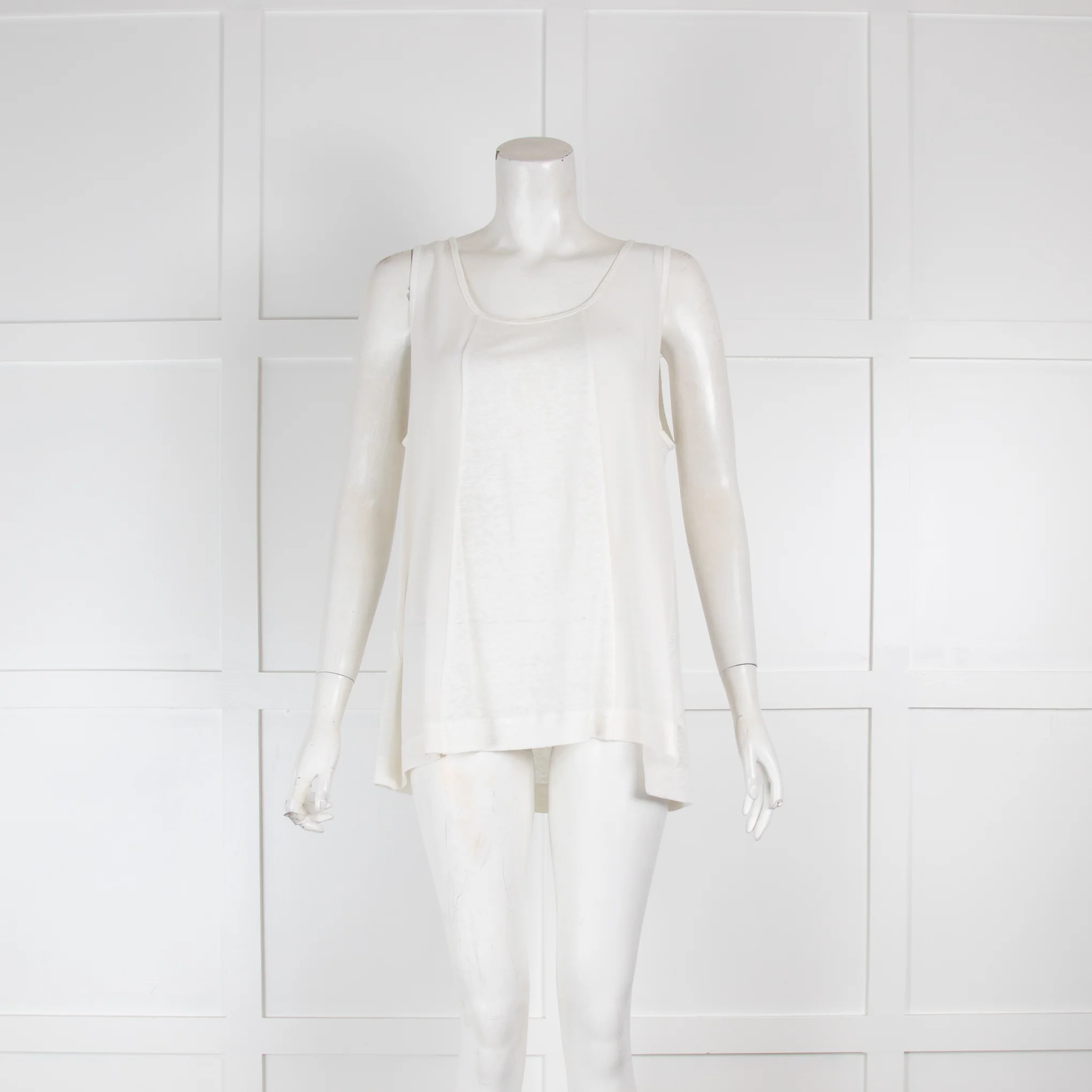 Escada Off White Linen Panelled Vest Top