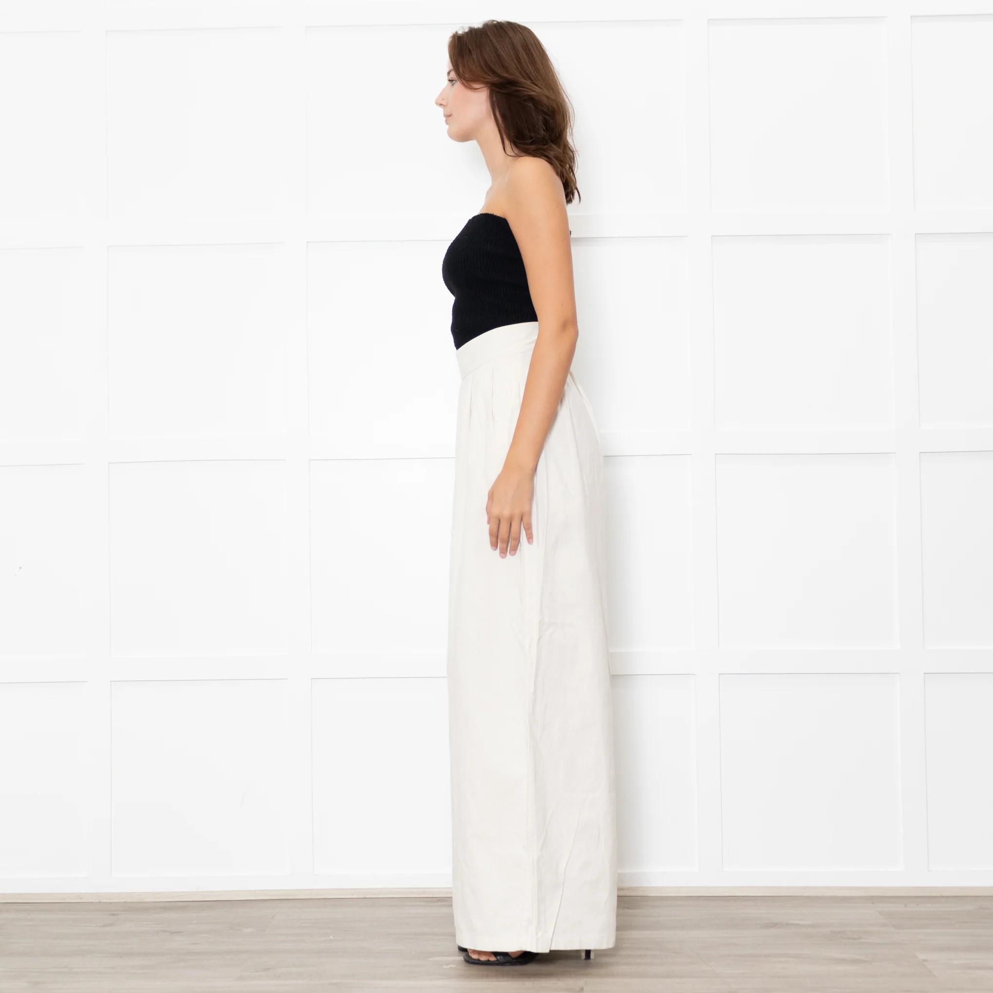 ESCVDO Cream Wide Leg Trousers - Image 4