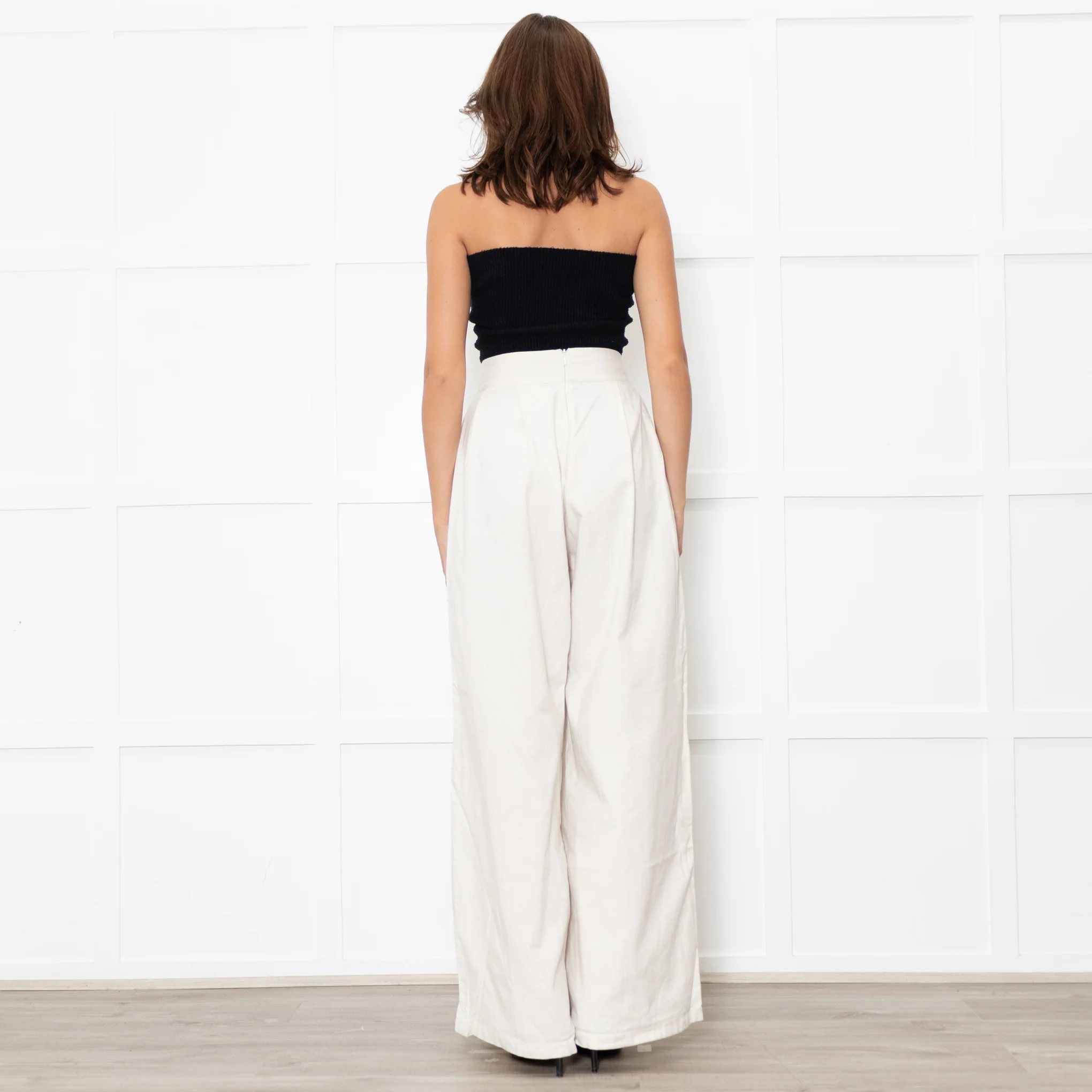 ESCVDO Cream Wide Leg Trousers - Image 5