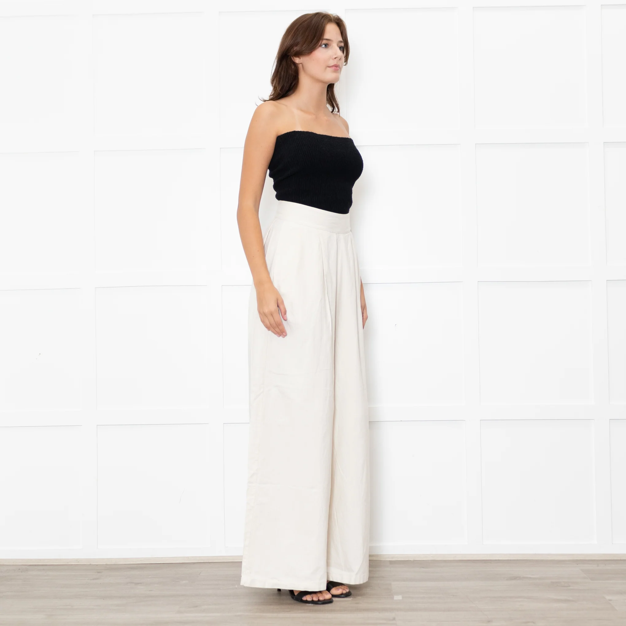 ESCVDO Cream Wide Leg Trousers - Image 7