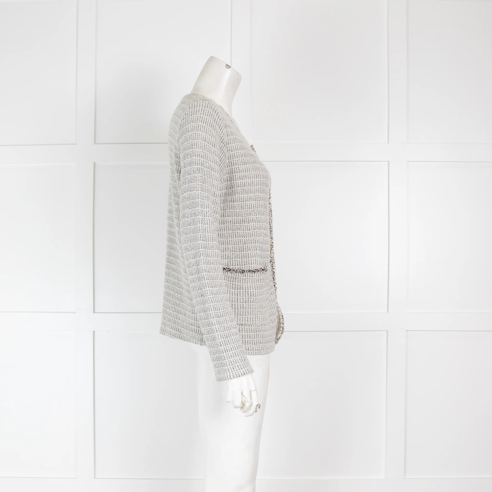 Ese O Ese Pale White and Grey Knit Cardigan - Image 2