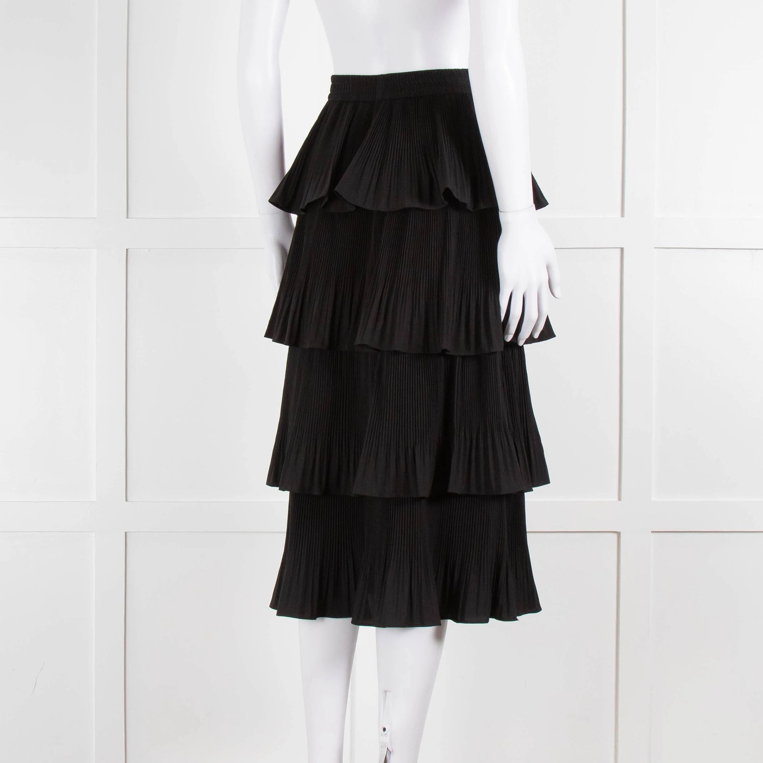 Essentiel Antwerp Black Pleated Ruffled Midi Skirt - Image 4