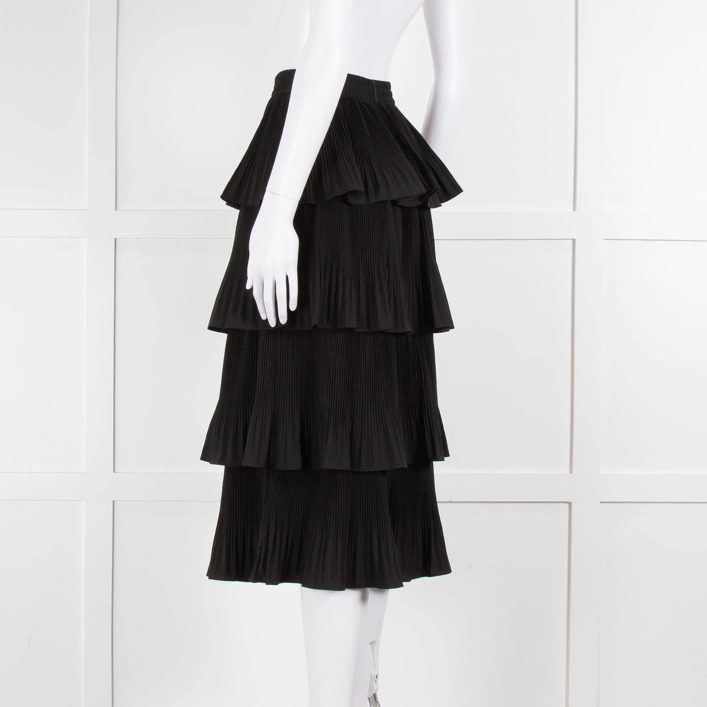 Essentiel Antwerp Black Pleated Ruffled Midi Skirt - Image 6