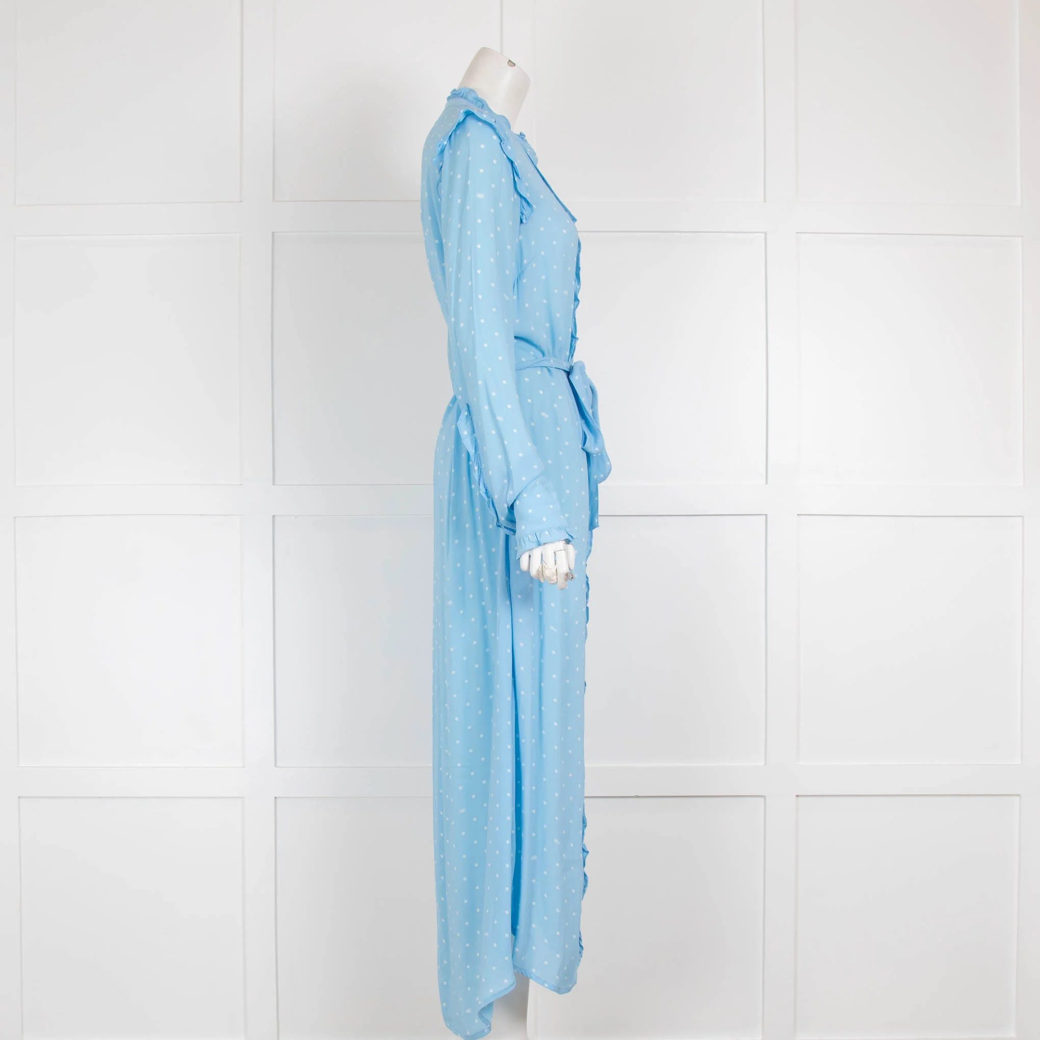 Essential Antwerp Blue White Polka Dot Frill Detail Dress - Image 2