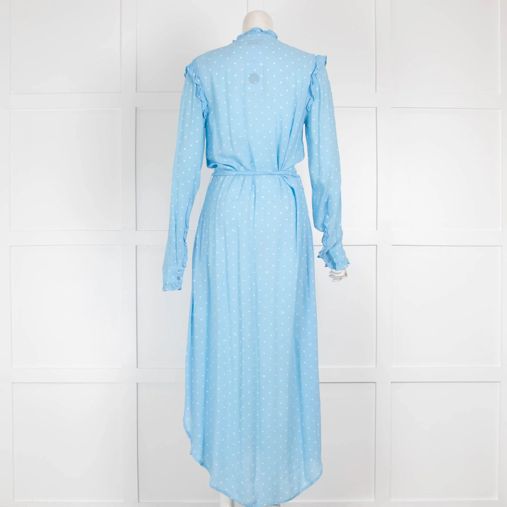 Essential Antwerp Blue White Polka Dot Frill Detail Dress - Image 3