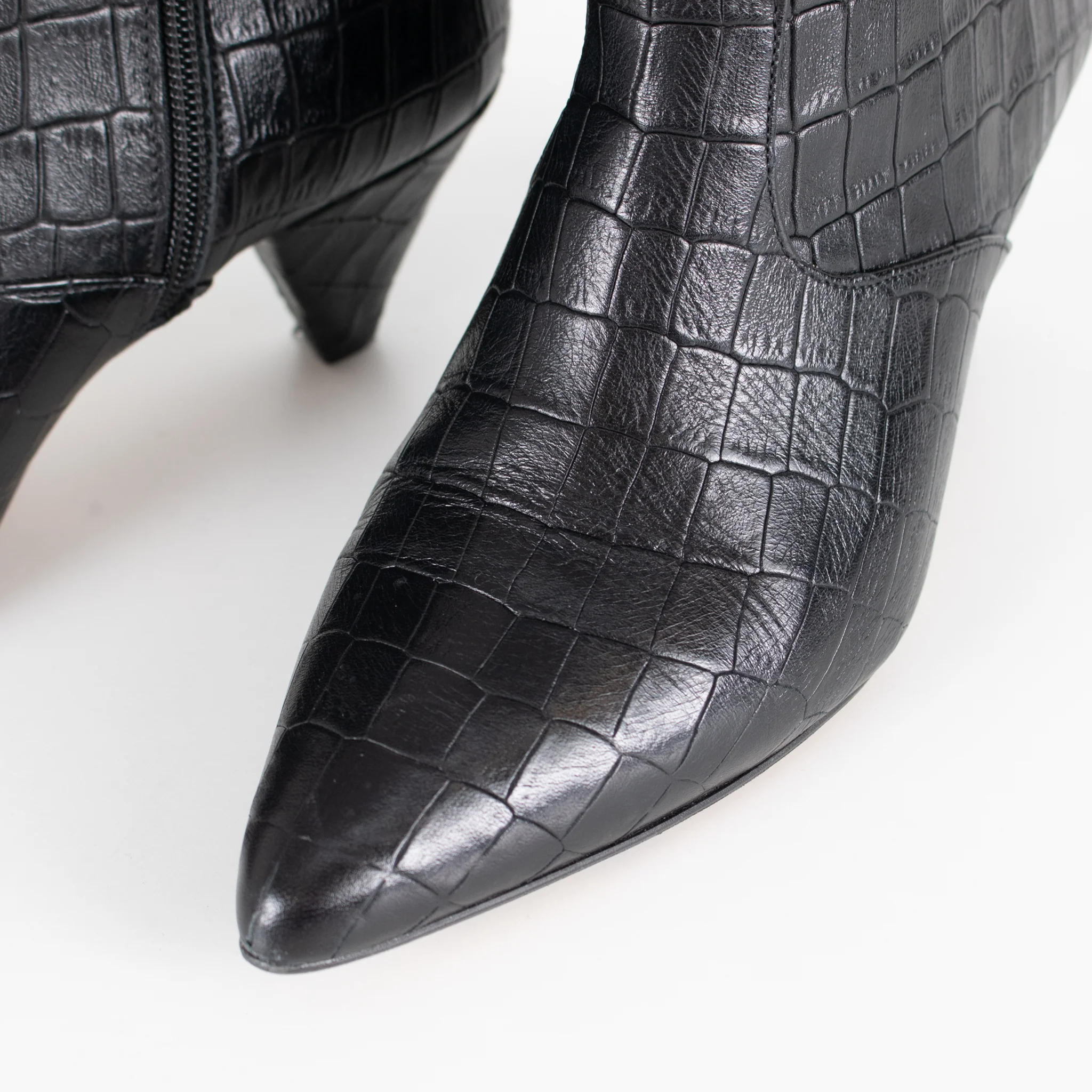 Essentiel Antwerp Black Croc Effect Ankle Boots - Image 10