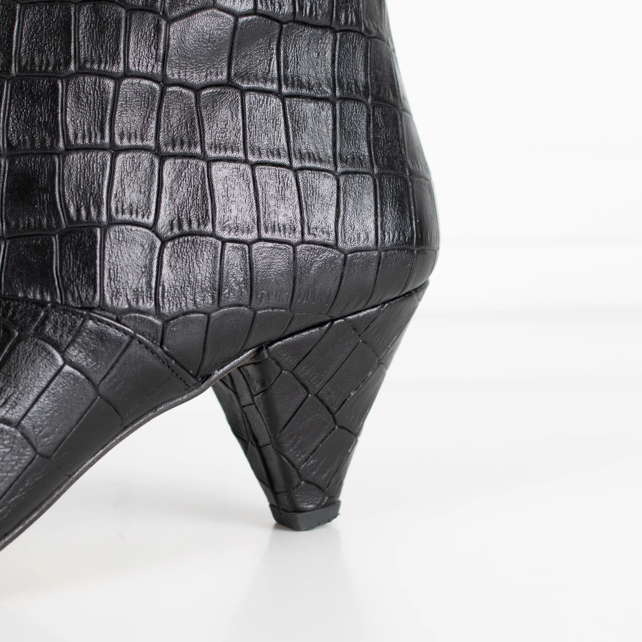 Essentiel Antwerp Black Croc Effect Ankle Boots - Image 11