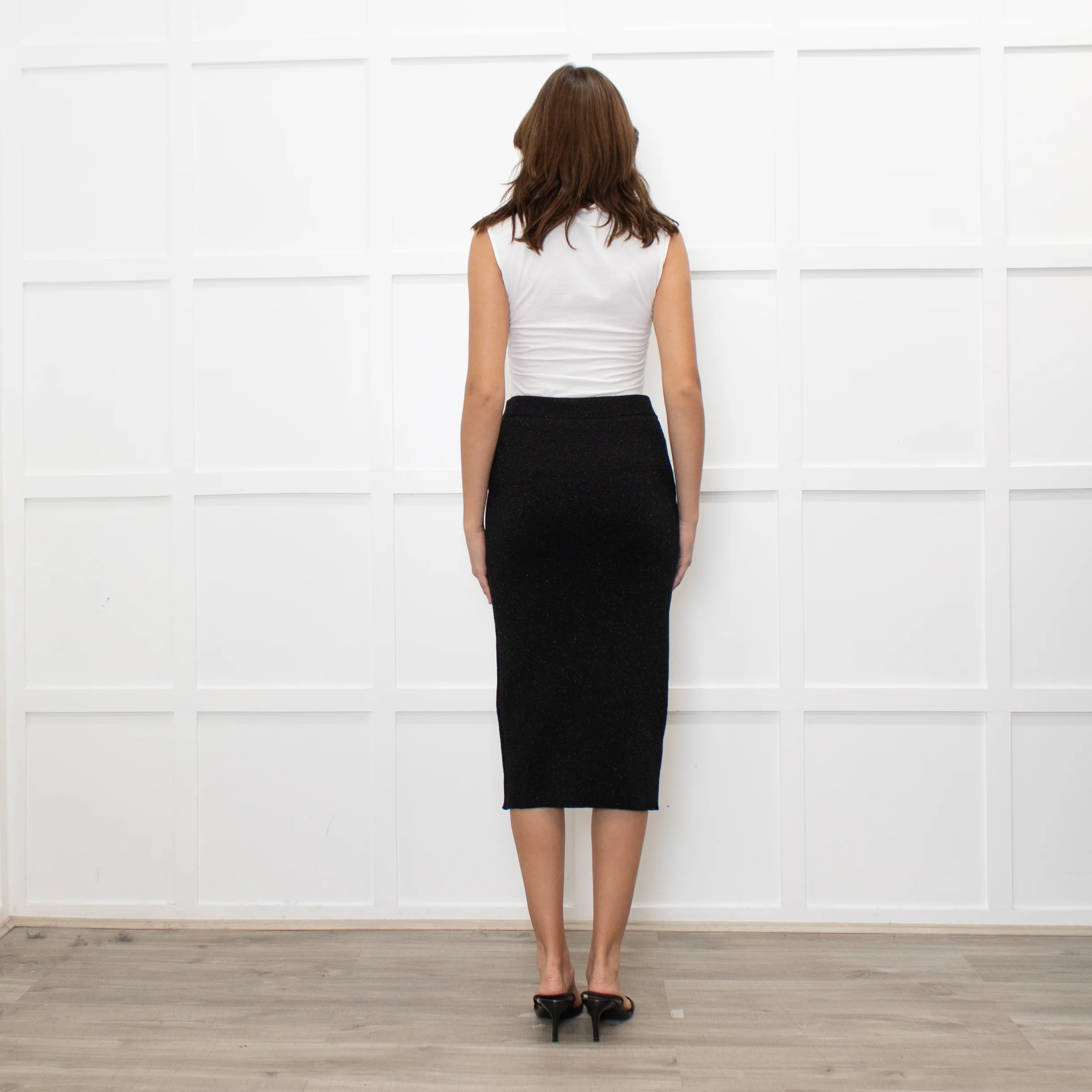 Essentiel Antwerp Black Lurex Knit Skirt - Image 5
