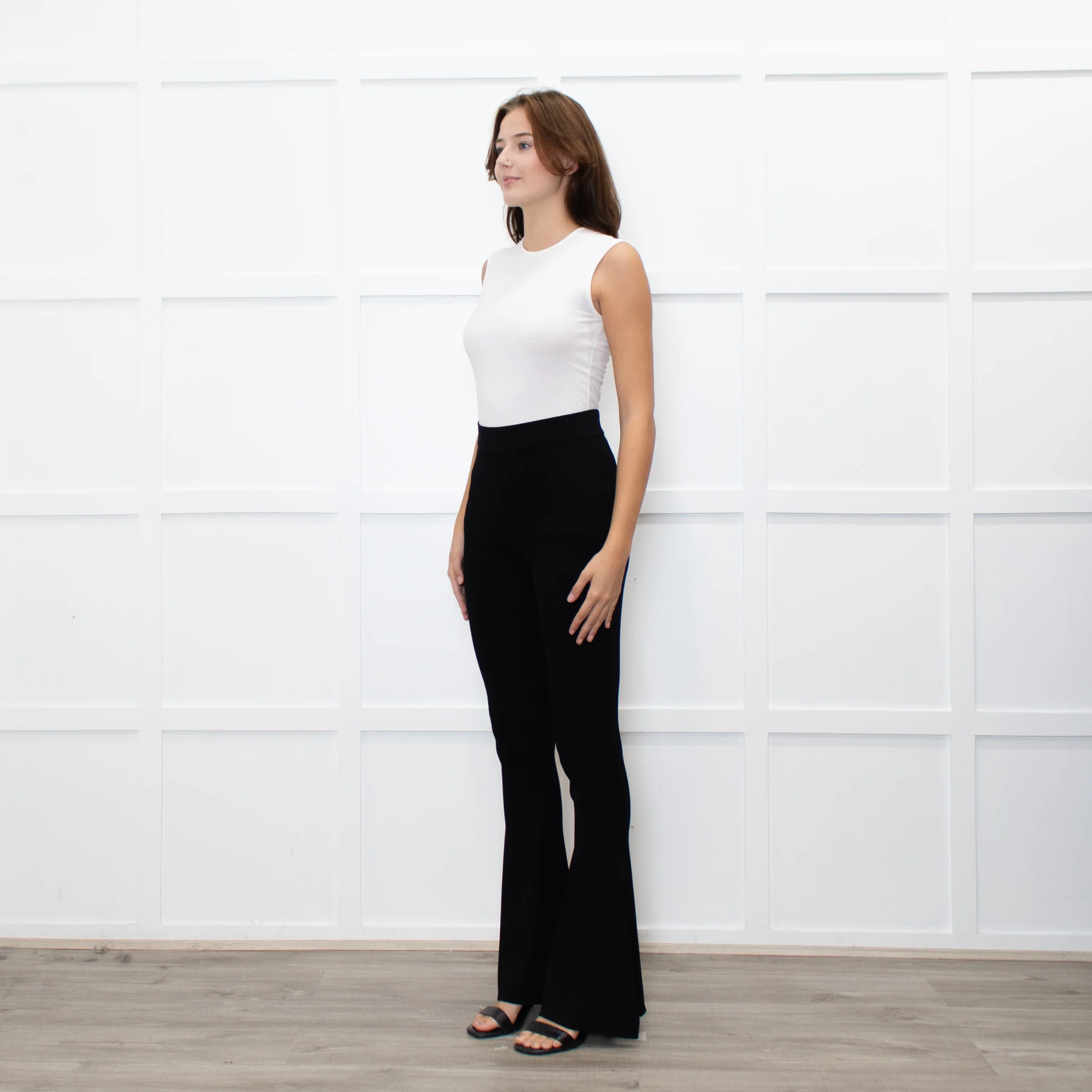 Essentiel Antwerp Black Ribbed Flared Leggings - Image 3