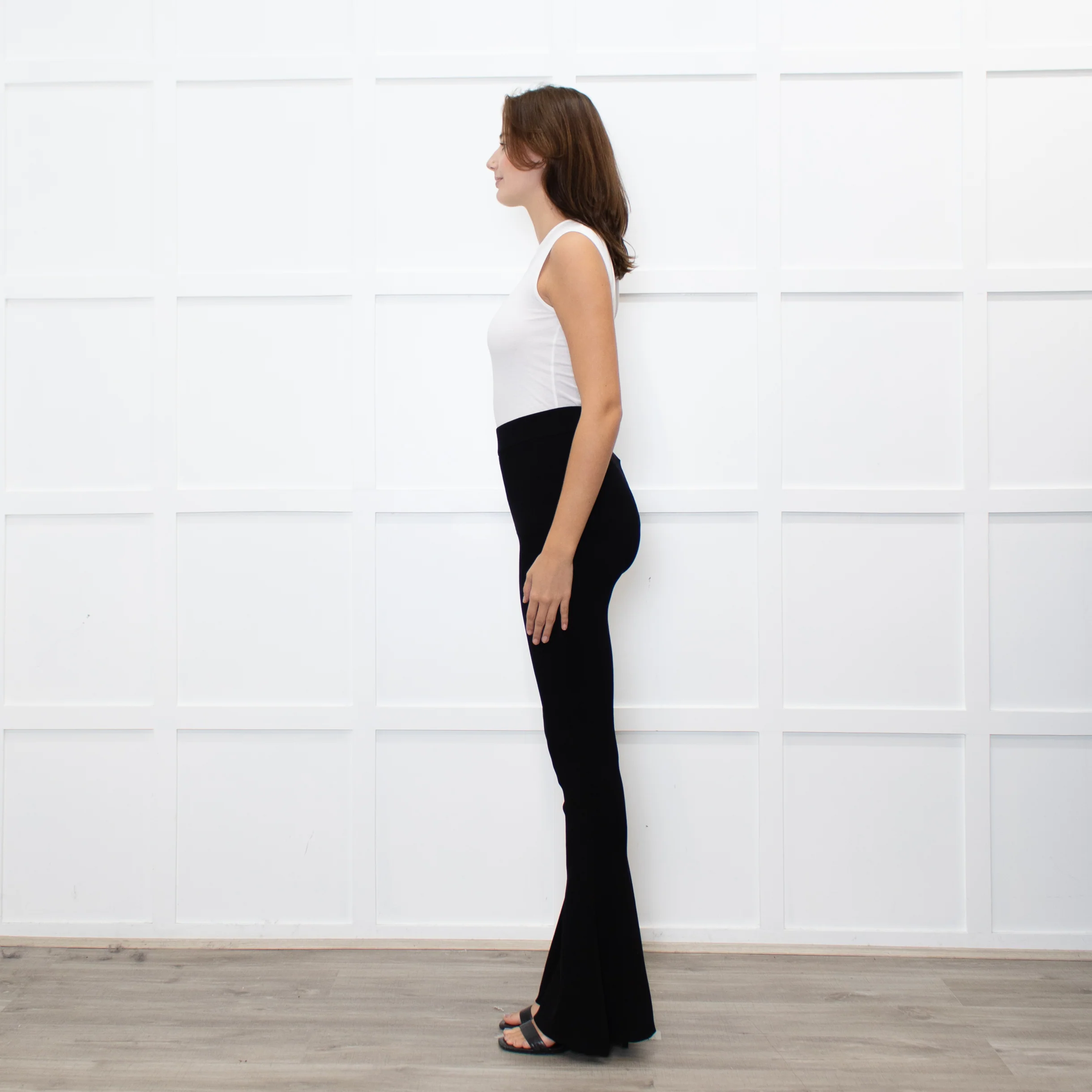 Essentiel Antwerp Black Ribbed Flared Leggings - Image 4