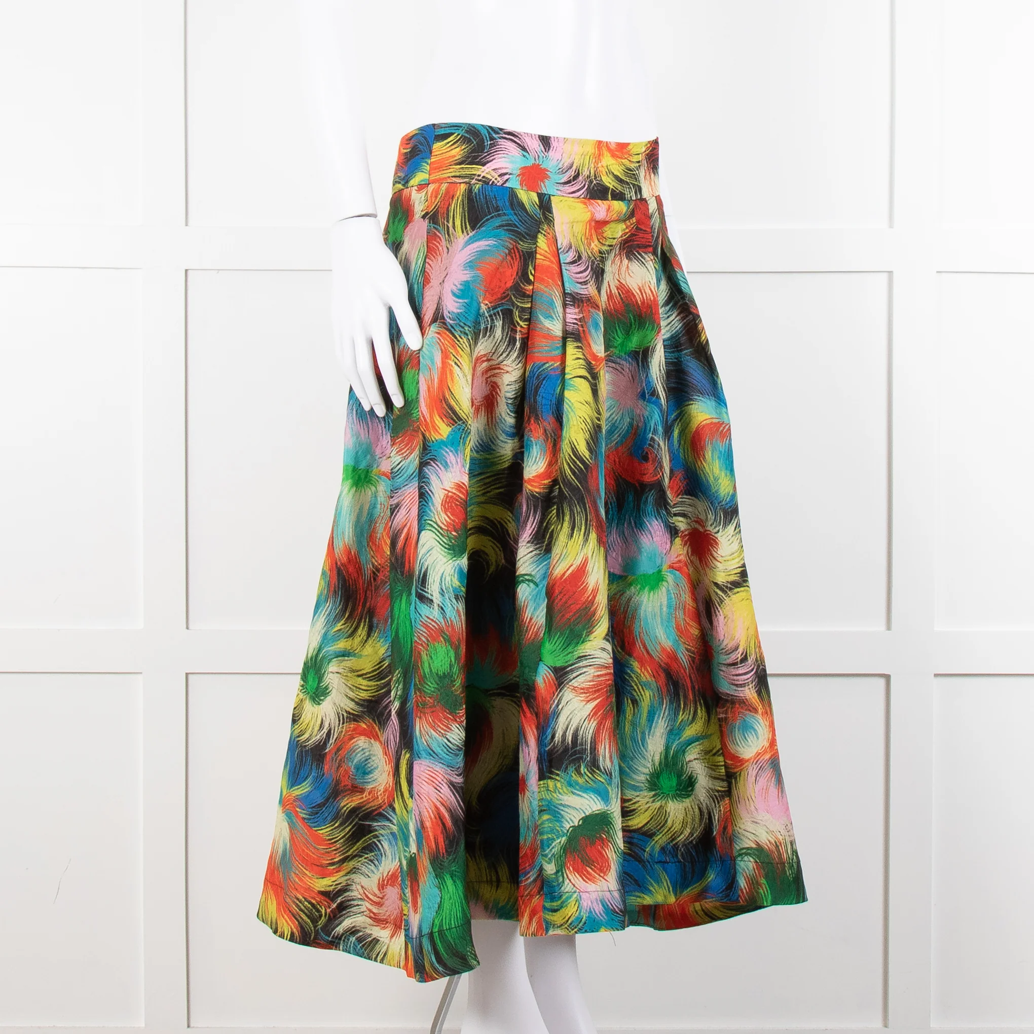 Essentiel Antwerp Blue, Red and Yellow Patterned Midi Skirt - Image 2