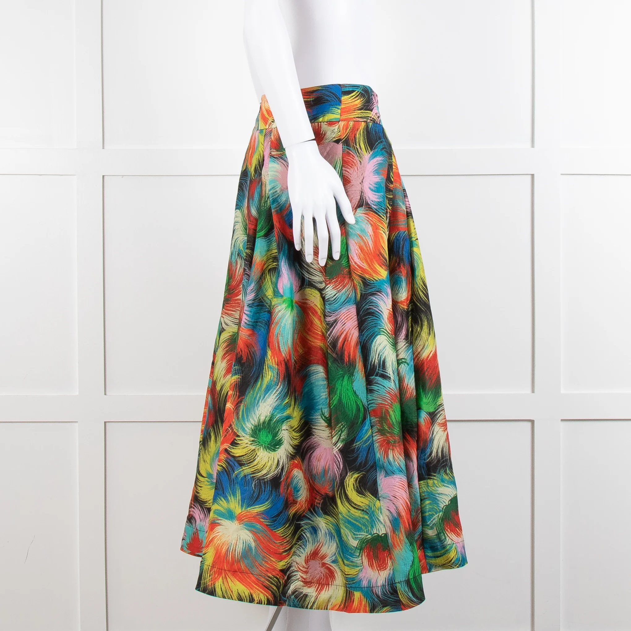 Essentiel Antwerp Blue, Red and Yellow Patterned Midi Skirt - Image 3