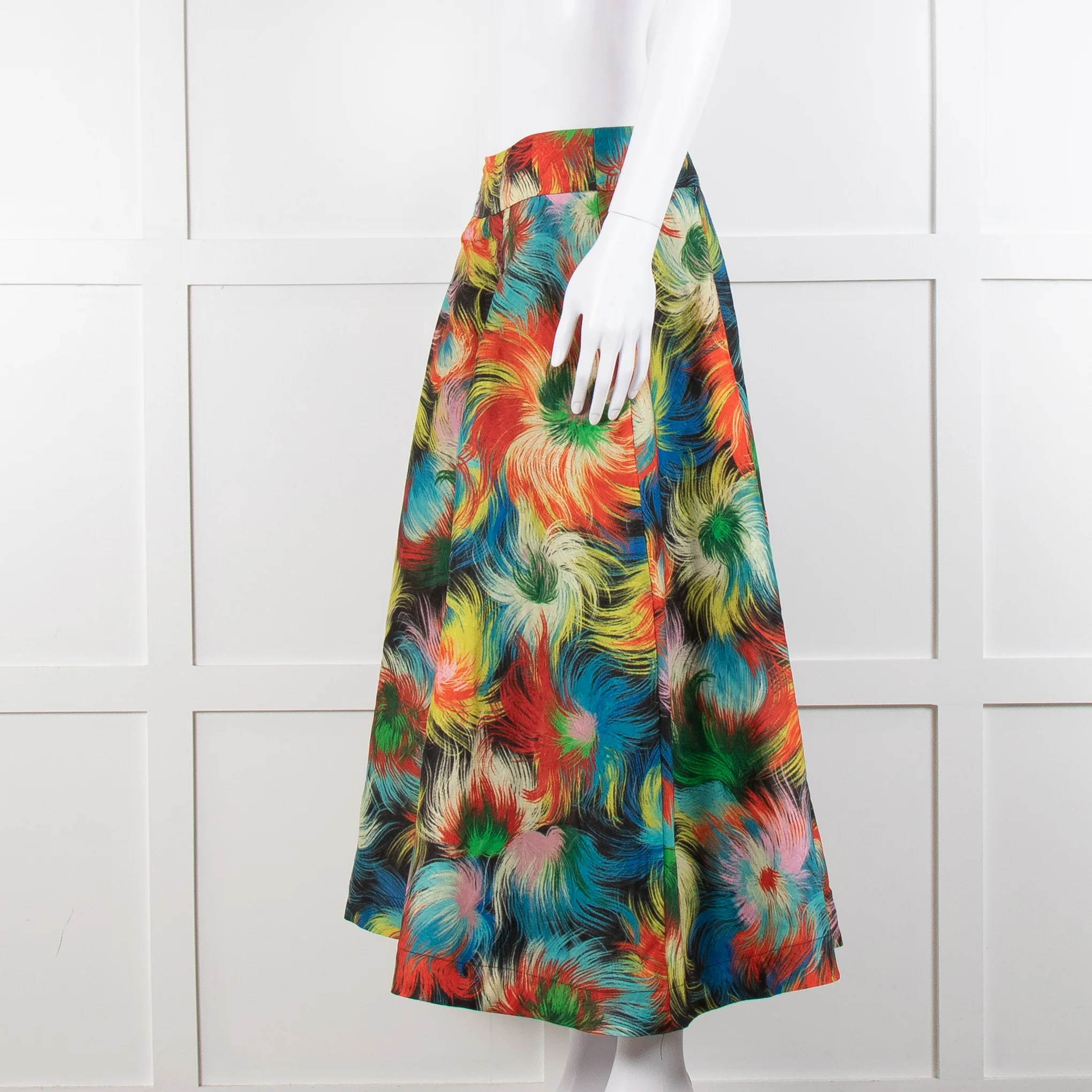 Essentiel Antwerp Blue, Red and Yellow Patterned Midi Skirt - Image 7