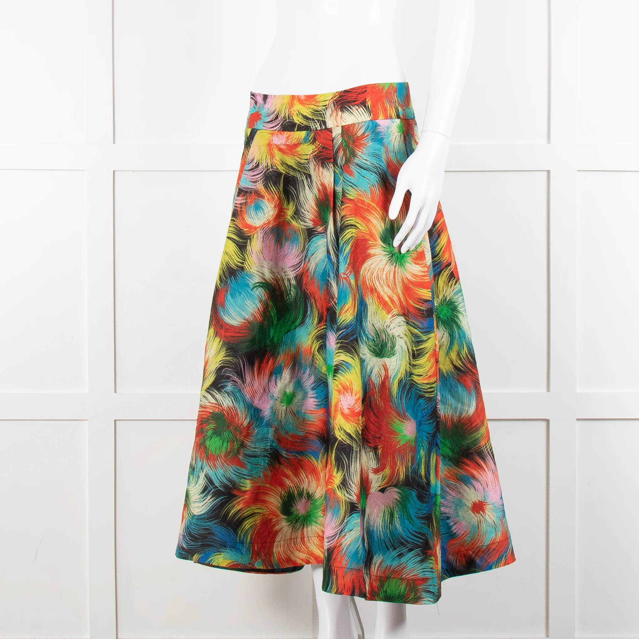 Essentiel Antwerp Blue, Red and Yellow Patterned Midi Skirt - Image 8