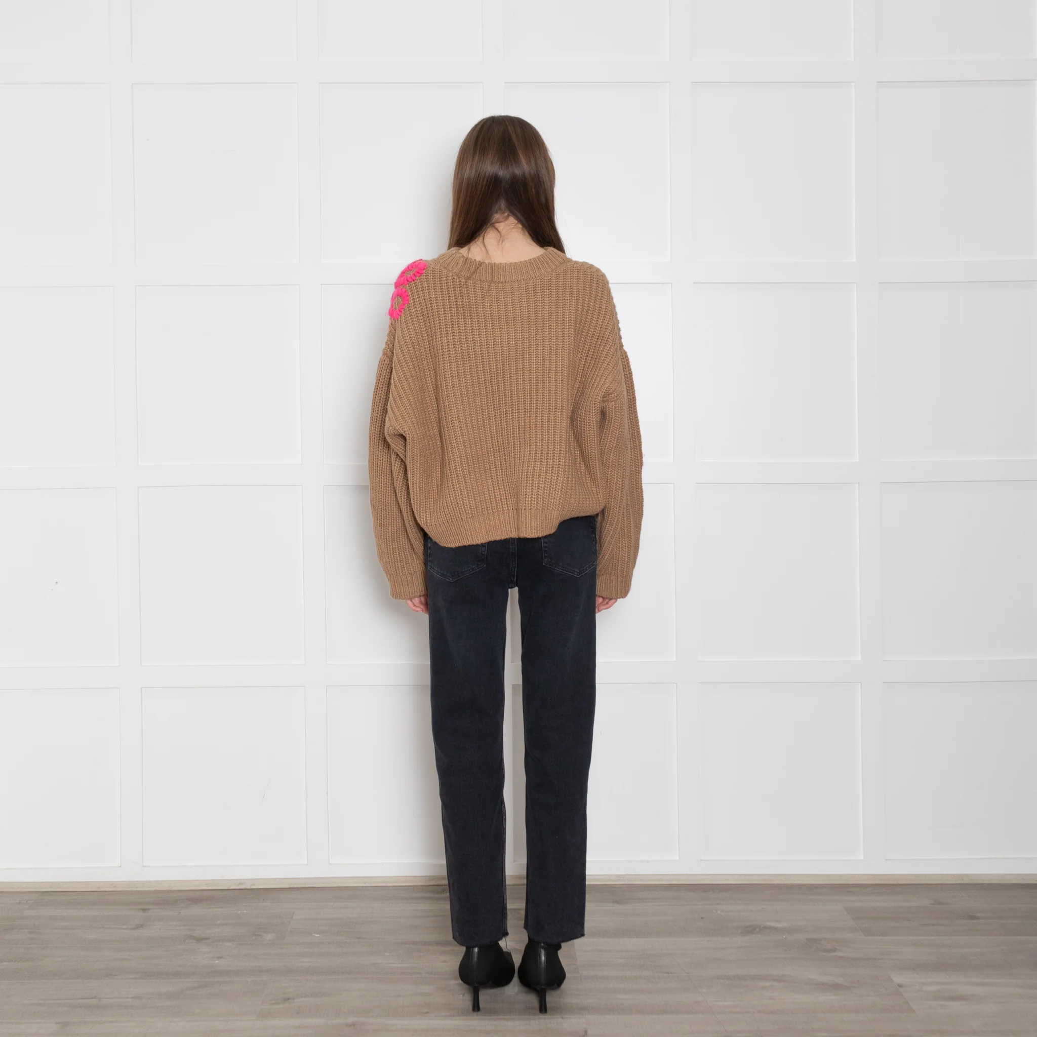 Essentiel Antwerp Camel Jumper with Neon Motif - Image 5