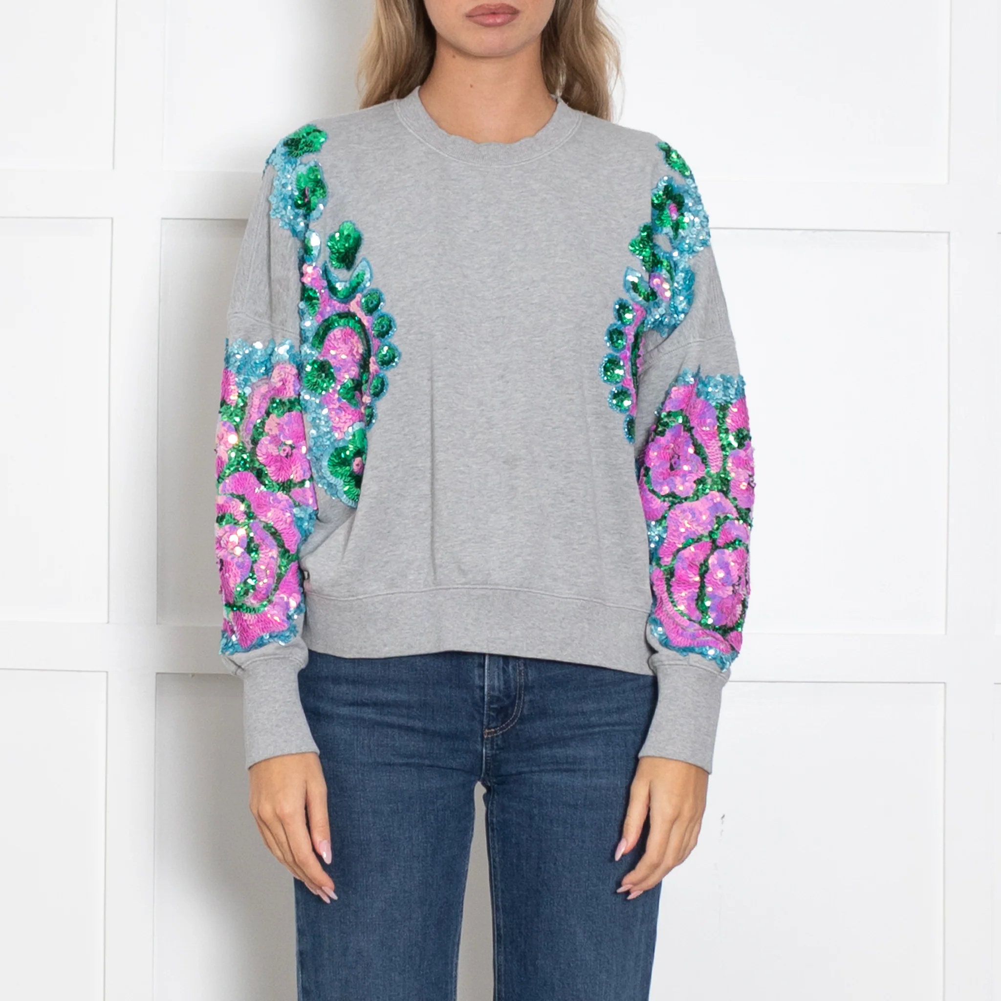 Essentiel Antwerp Grey Embellished Sweatshirt - Image 2