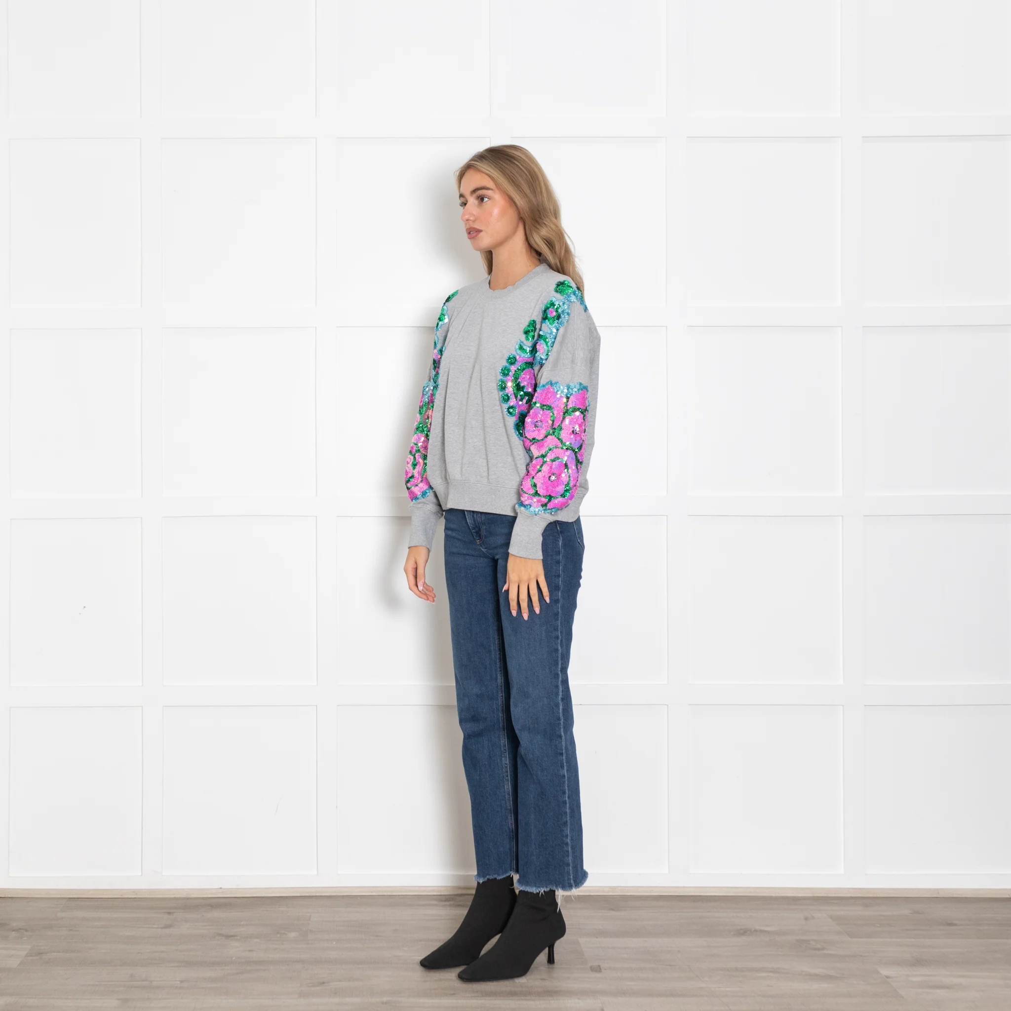 Essentiel Antwerp Grey Embellished Sweatshirt - Image 3