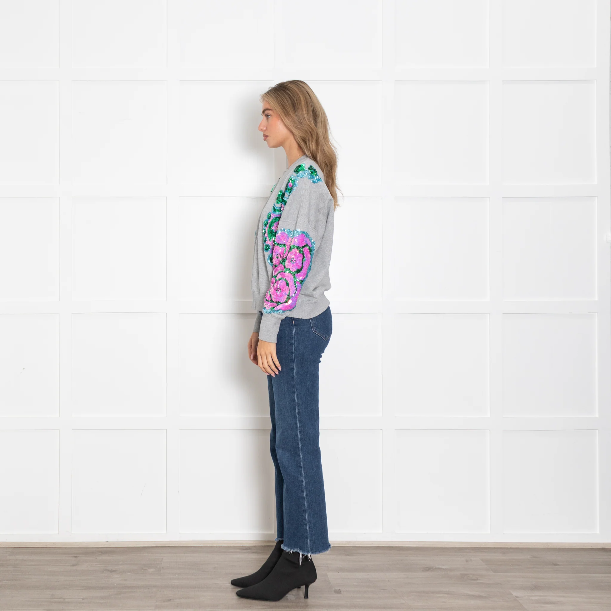 Essentiel Antwerp Grey Embellished Sweatshirt - Image 4