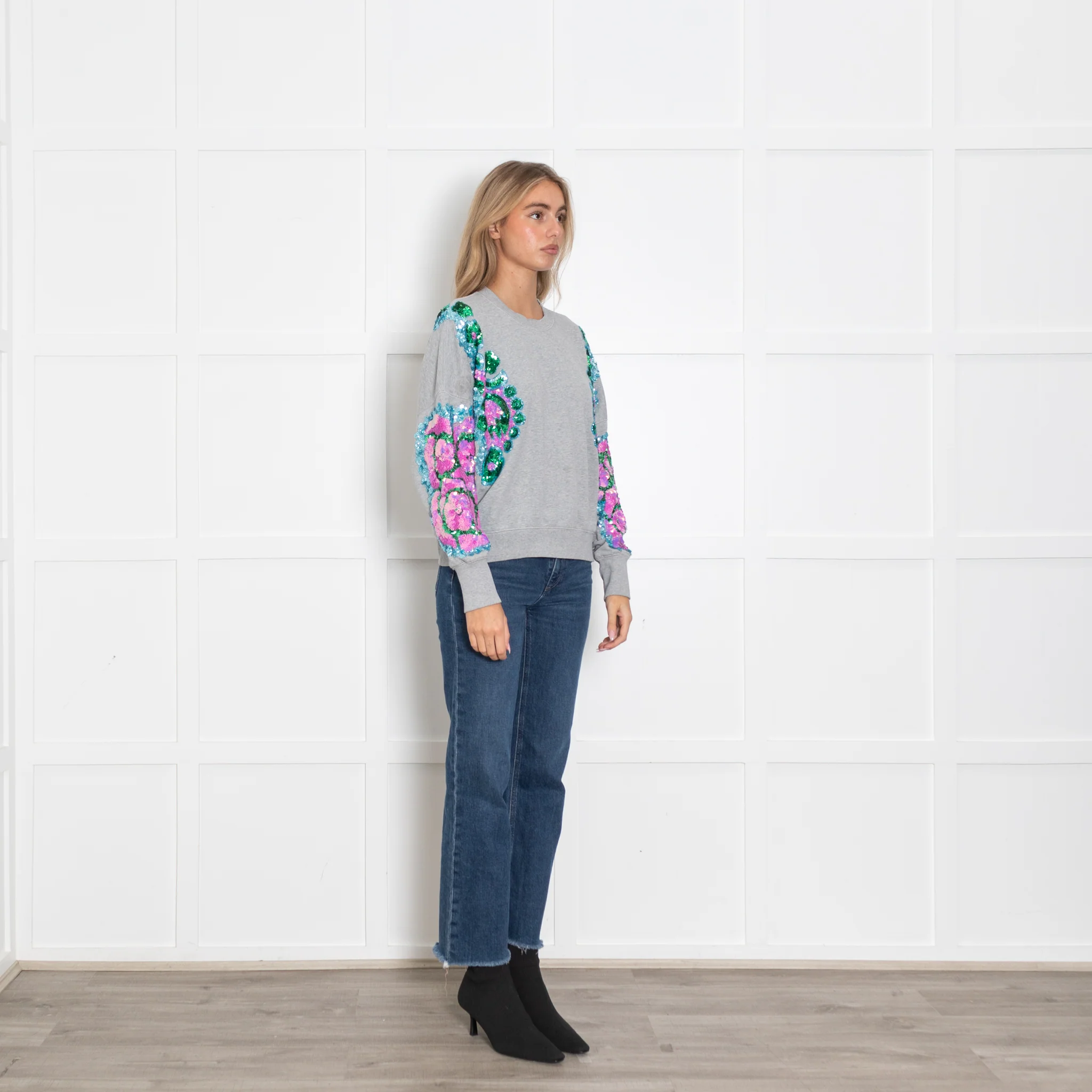 Essentiel Antwerp Grey Embellished Sweatshirt - Image 7