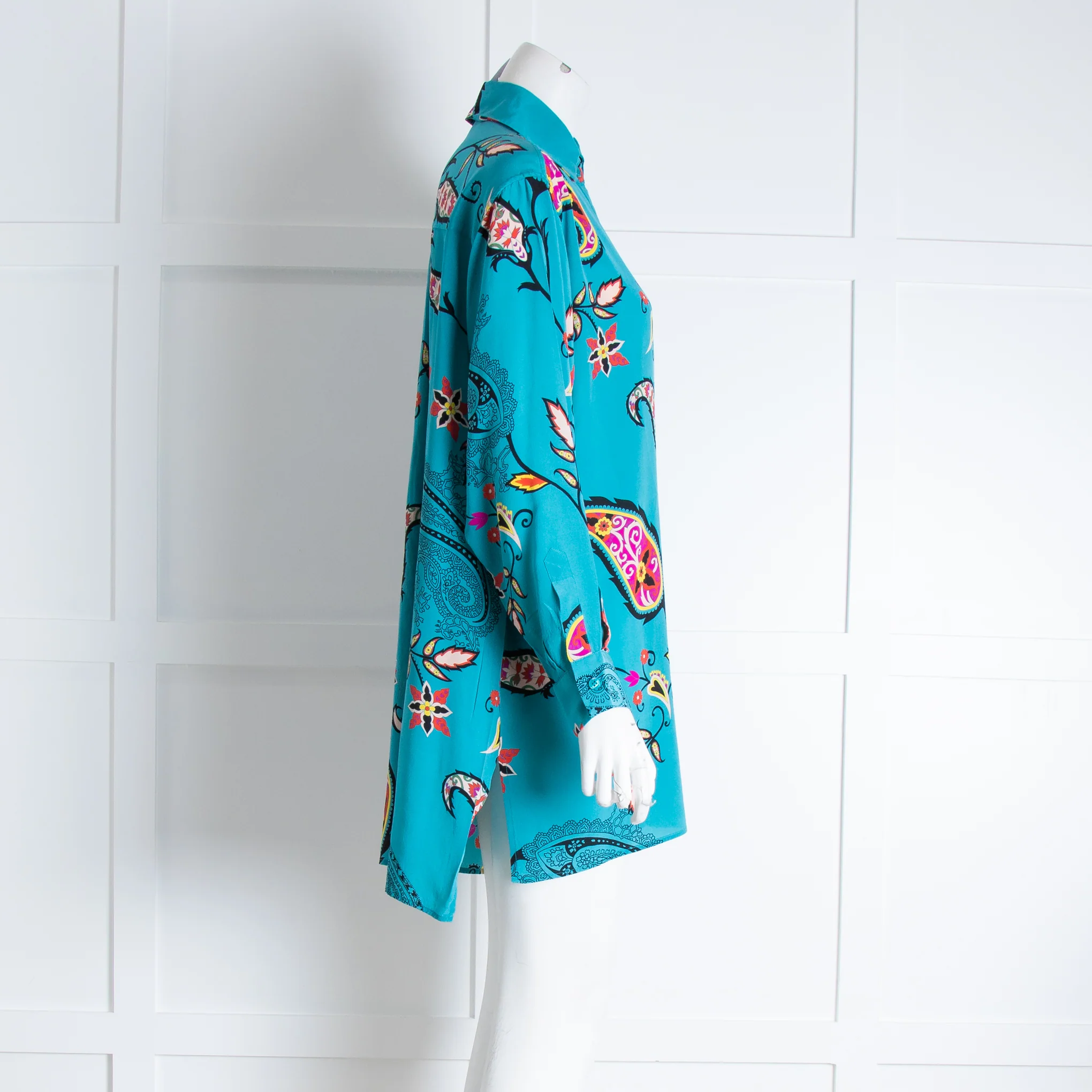 Etro Blue Pink Paisley Silk Shirt - Image 2