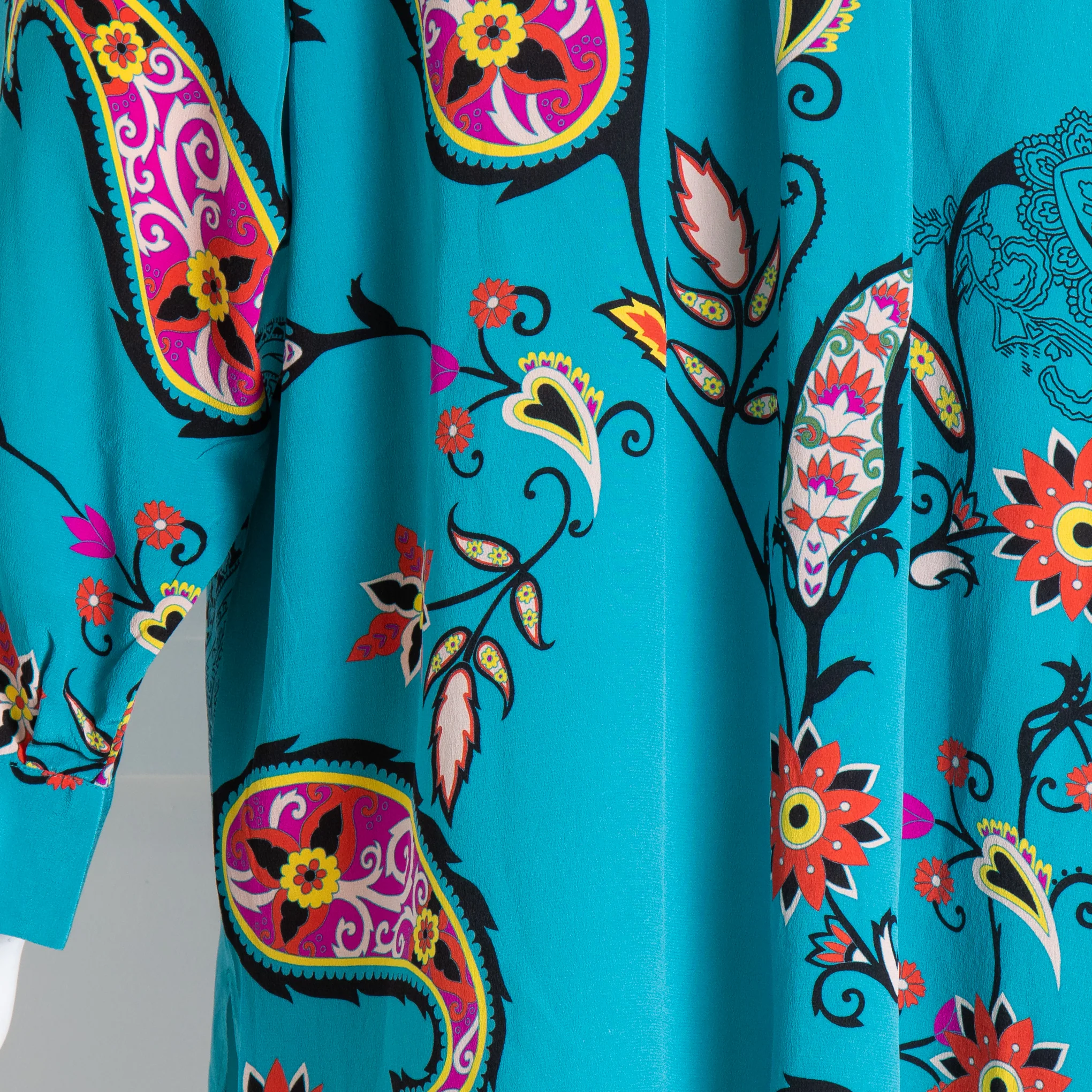 Etro Blue Pink Paisley Silk Shirt - Image 4