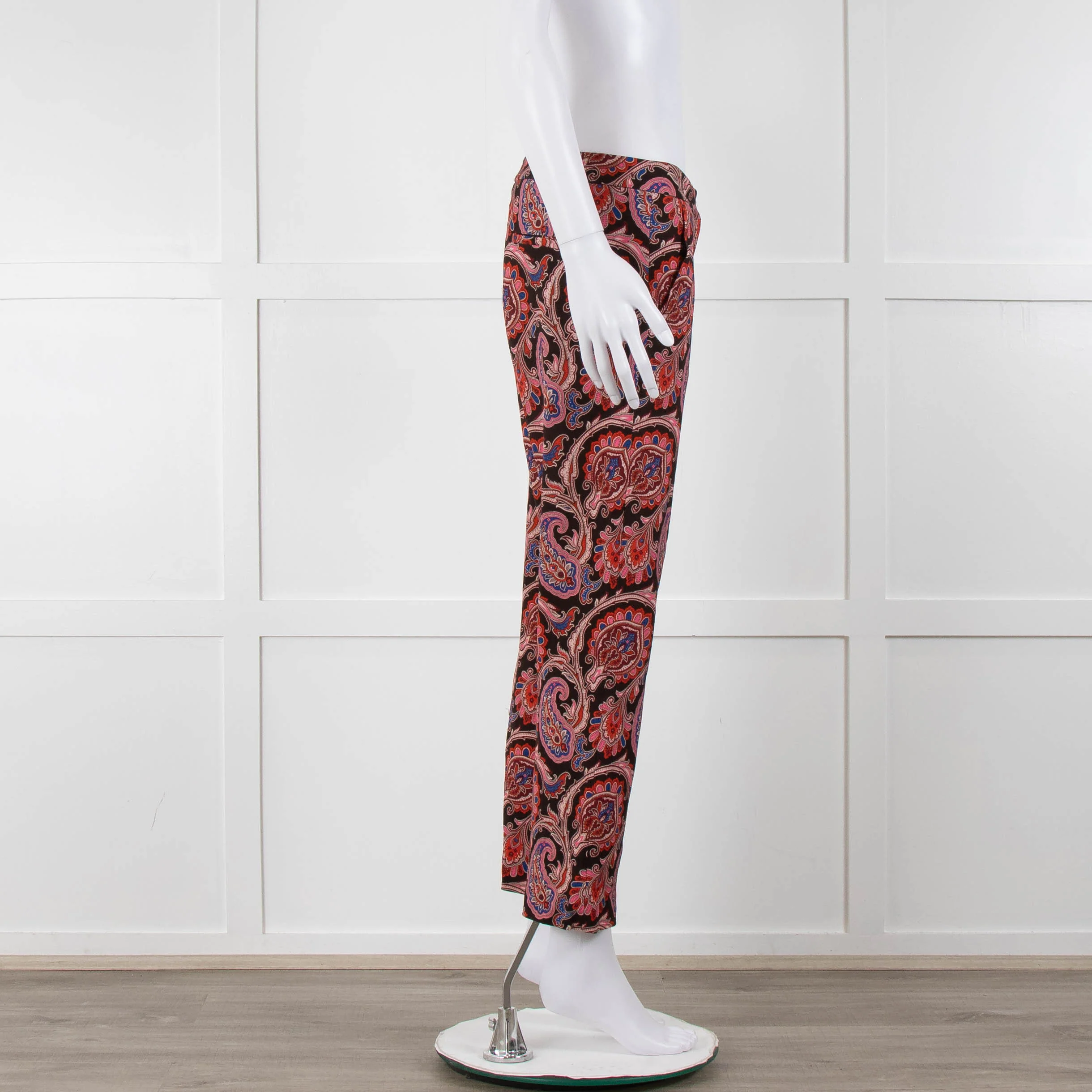 Etro Brown Pink Orange Blue Paisley Print Trousers - Image 3