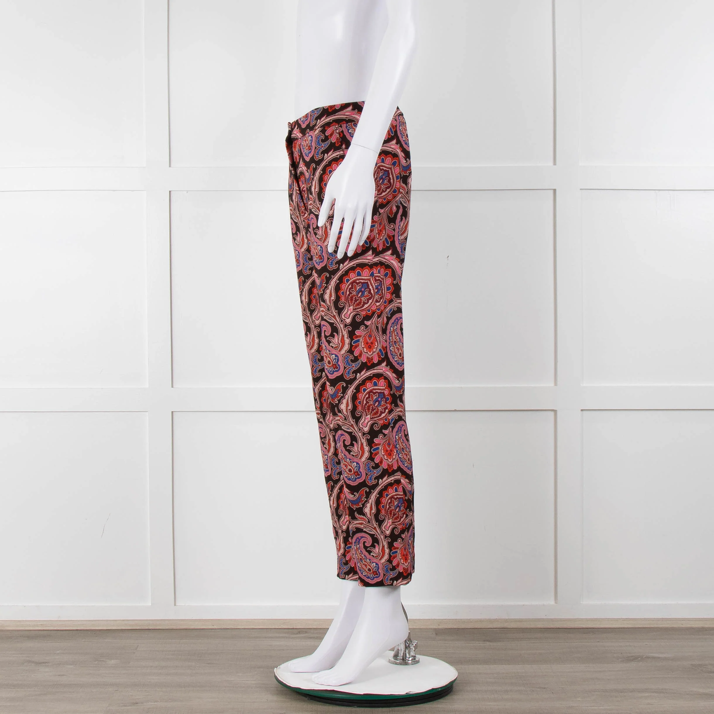Etro Brown Pink Orange Blue Paisley Print Trousers - Image 7