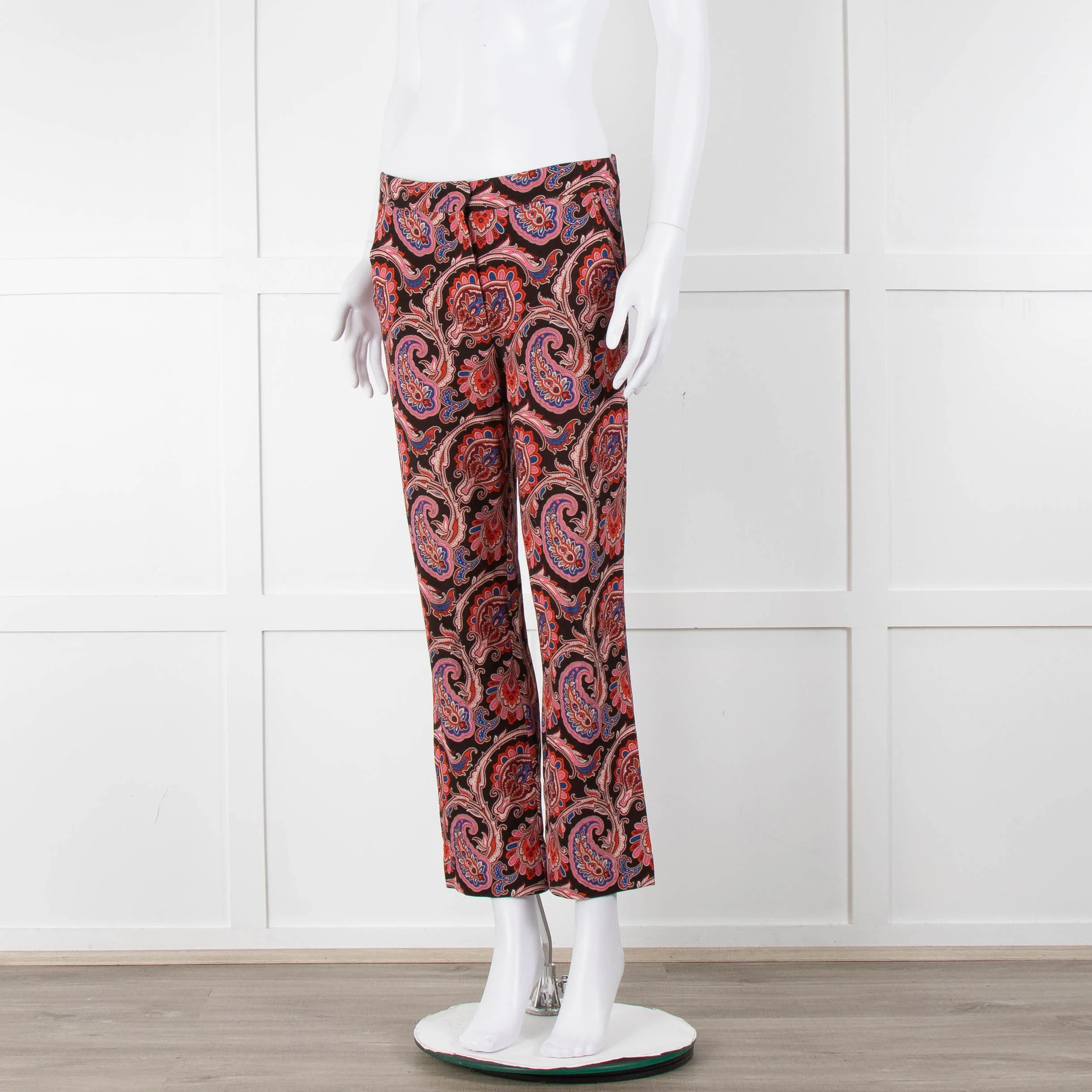 Etro Brown Pink Orange Blue Paisley Print Trousers - Image 8